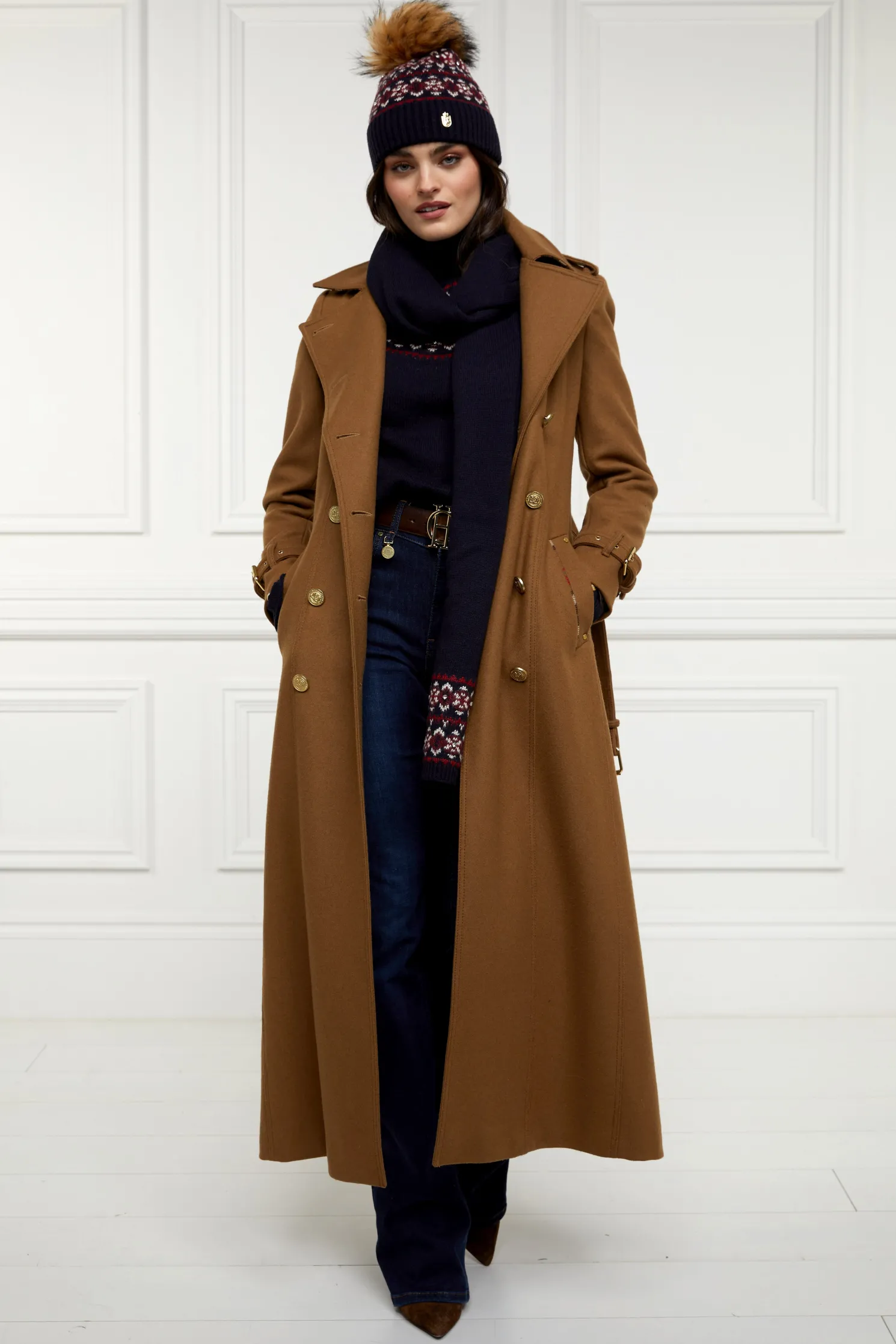 Jennifer Fairisle Bobble Hat (Ink Navy)