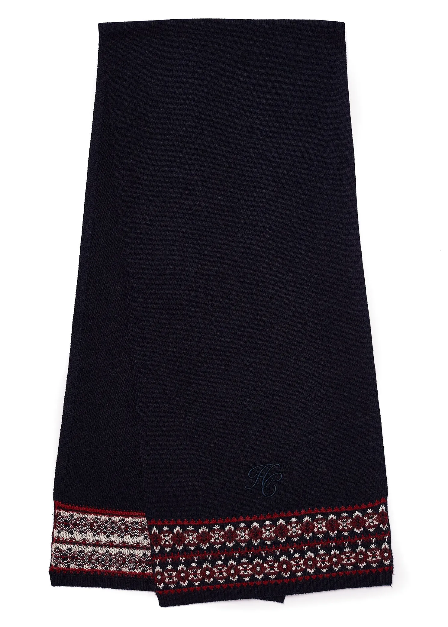 Jennifer Fairisle Scarf (Ink Navy)