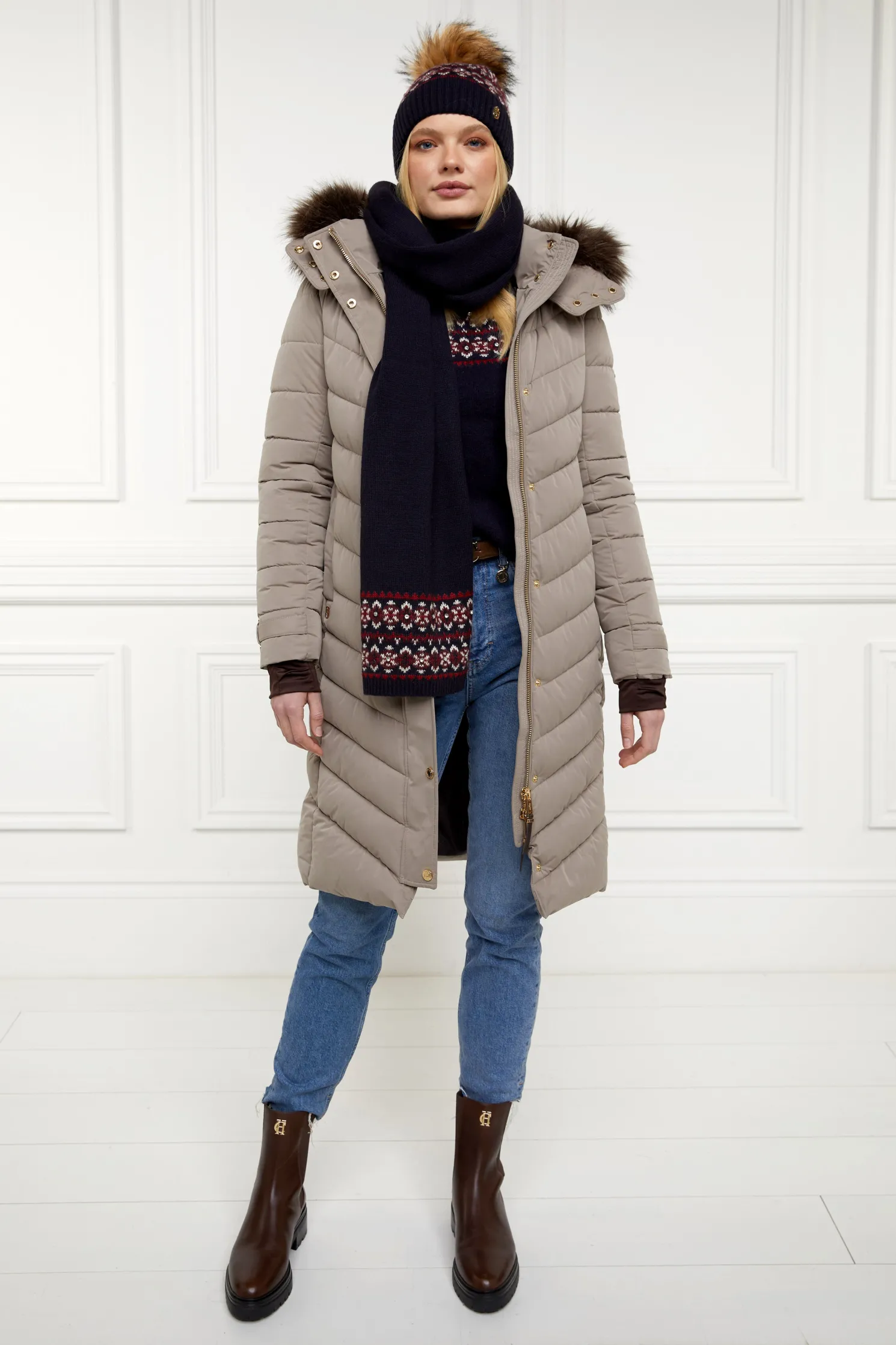 Jennifer Fairisle Scarf (Ink Navy)