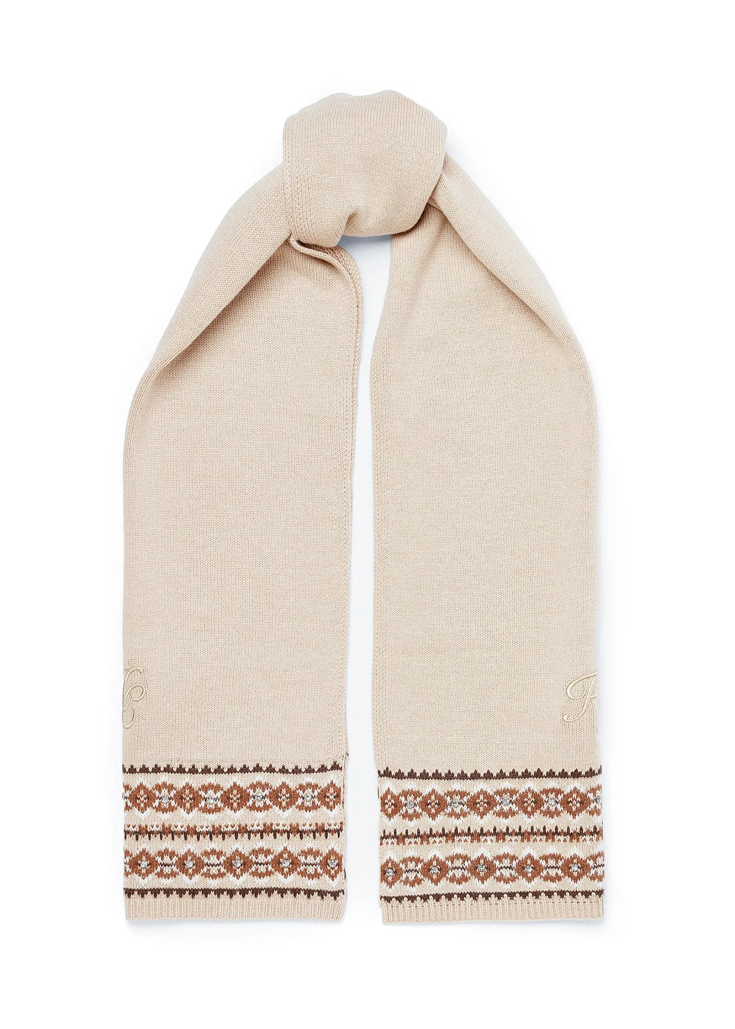 Jennifer Fairisle Scarf (Light Camel)