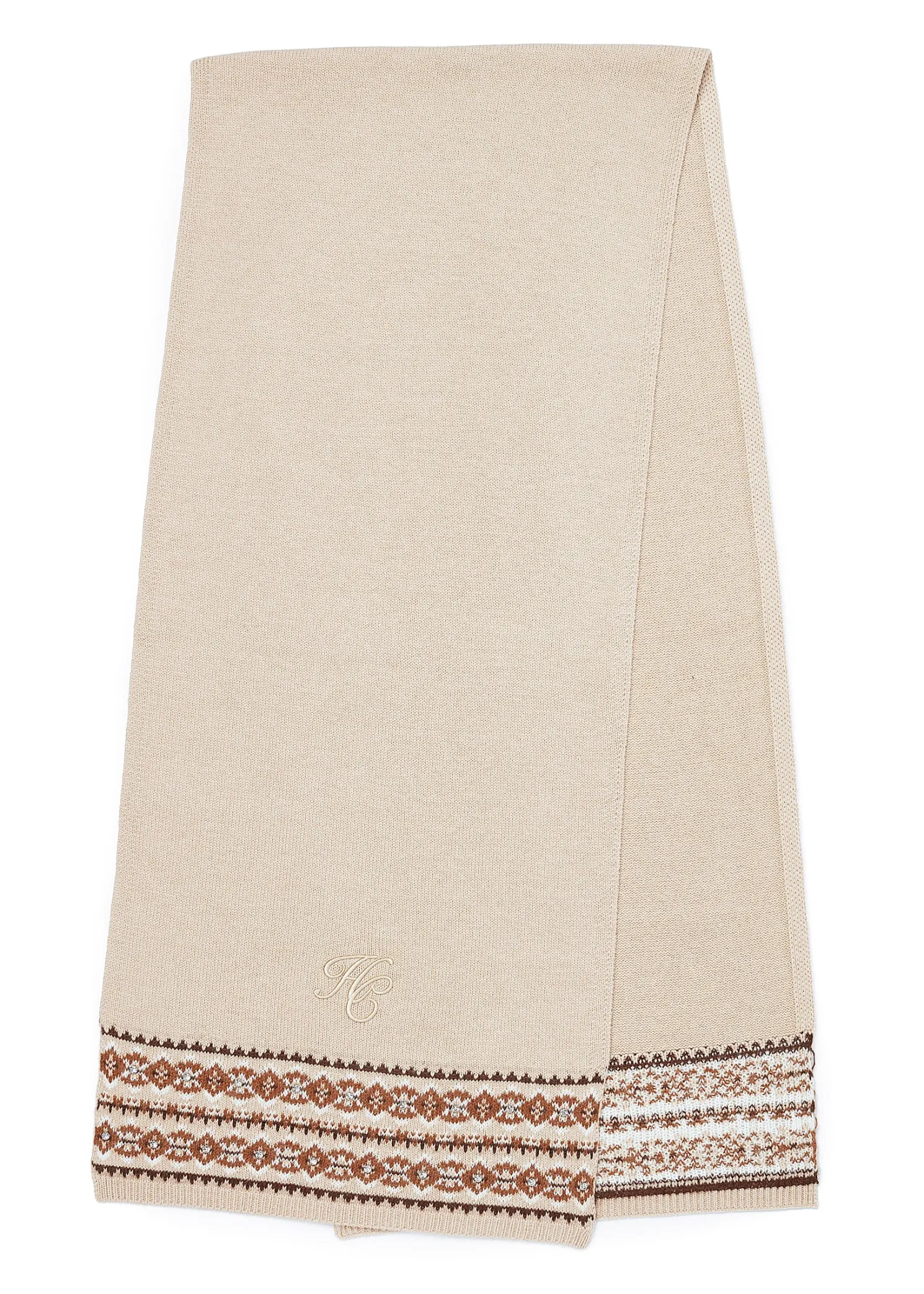 Jennifer Fairisle Scarf (Light Camel)