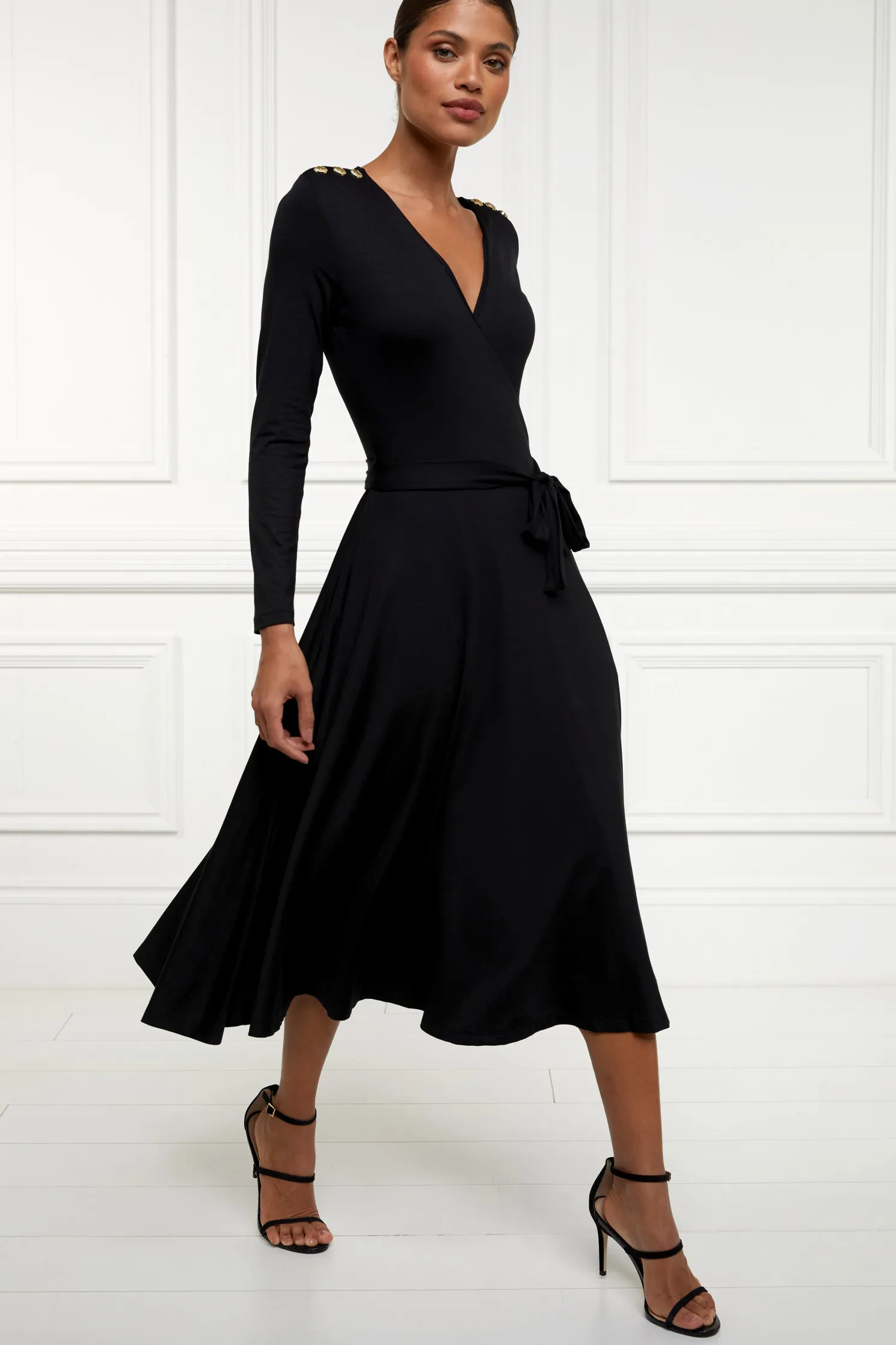 Juliette Midi Wrap Dress (Black)