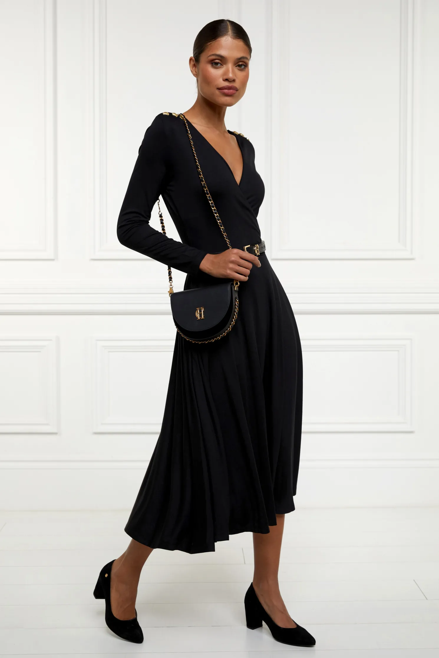 Juliette Midi Wrap Dress (Black)