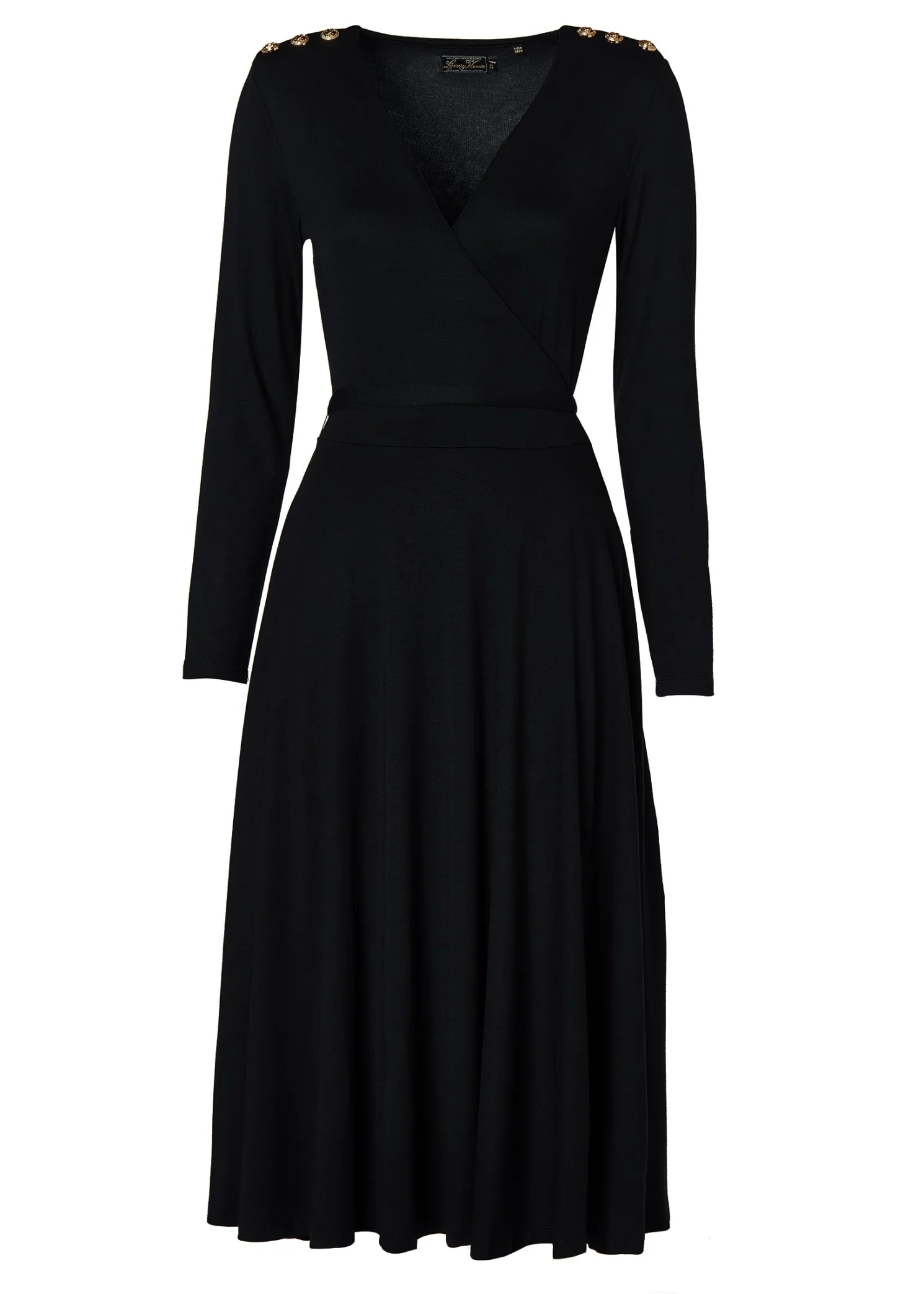 Juliette Midi Wrap Dress (Black)