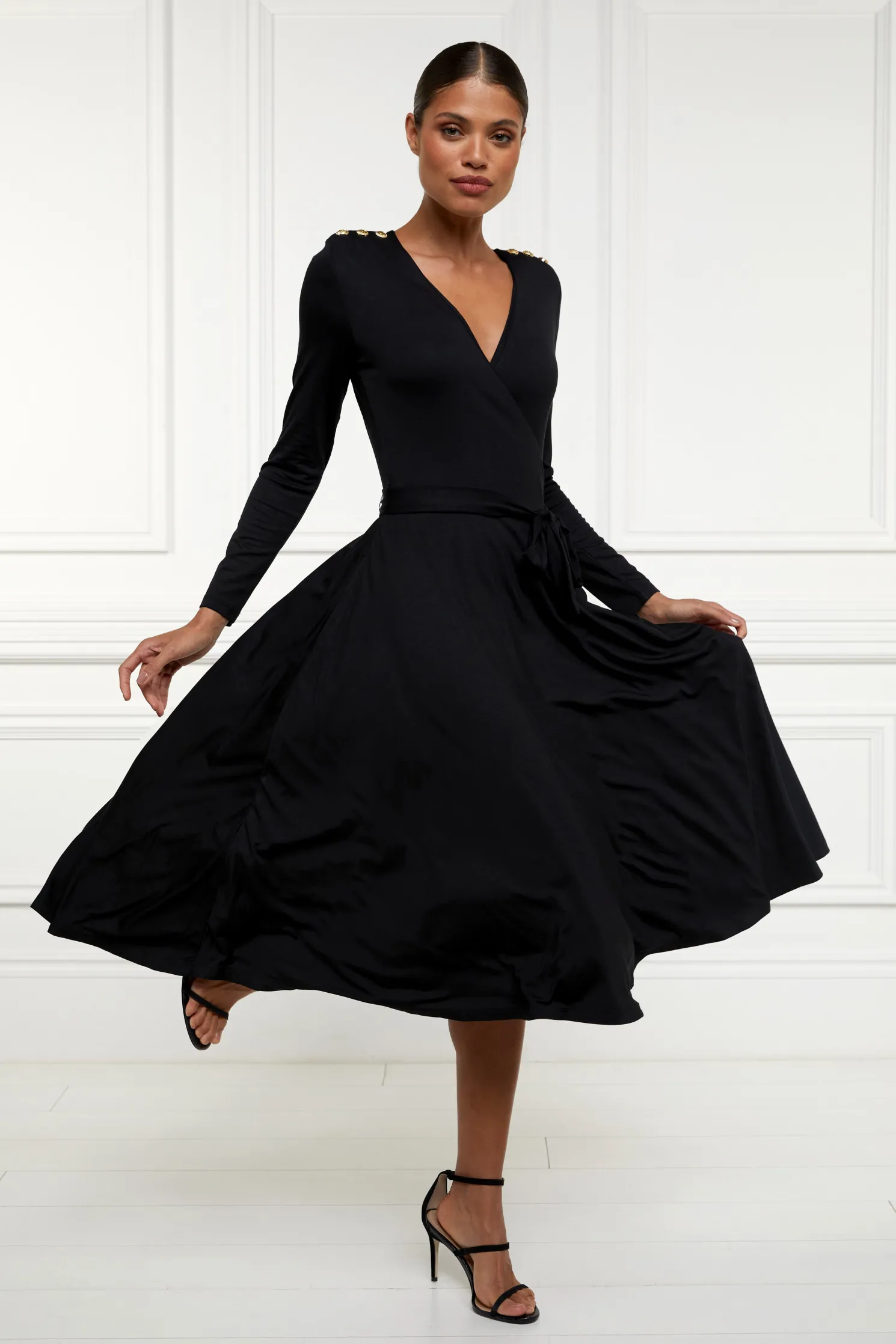 Juliette Midi Wrap Dress (Black)