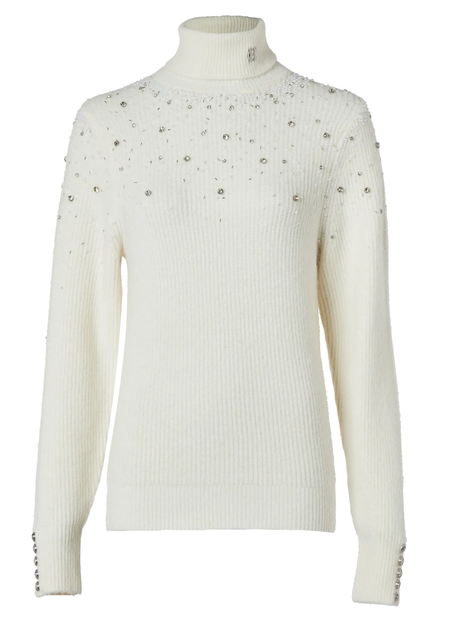 Kelsie Rib Embellished Roll Neck (Natural)