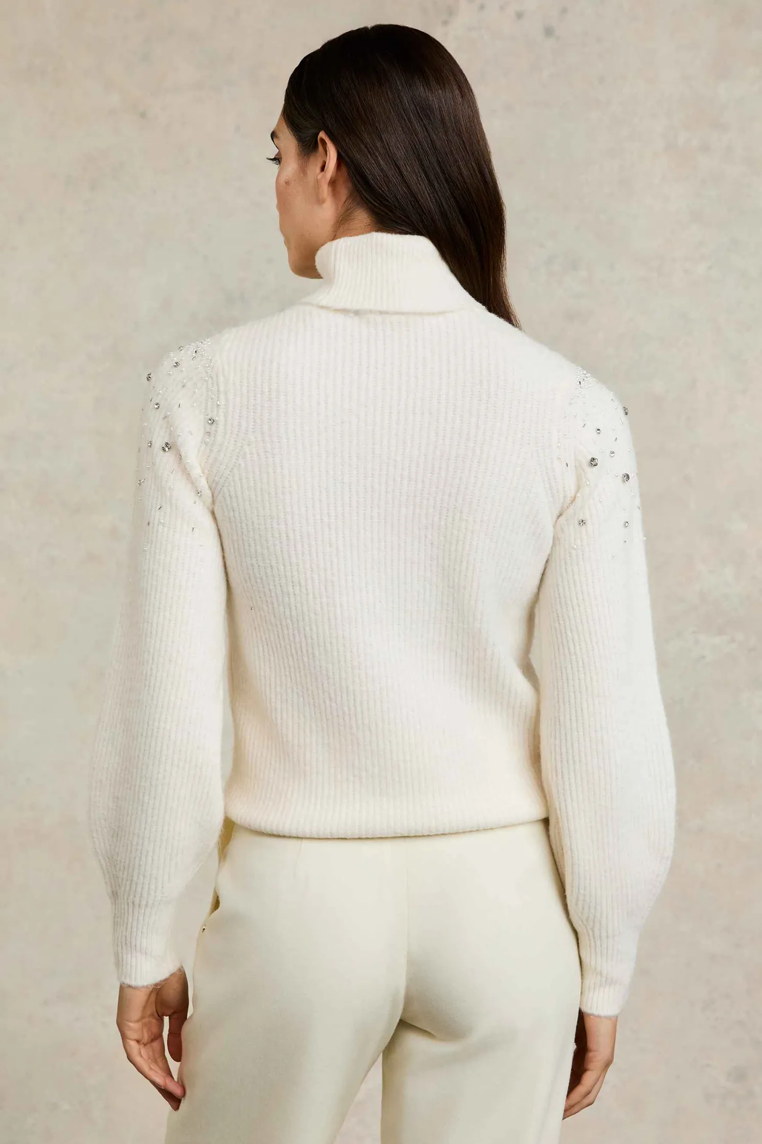 Kelsie Rib Embellished Roll Neck (Natural)