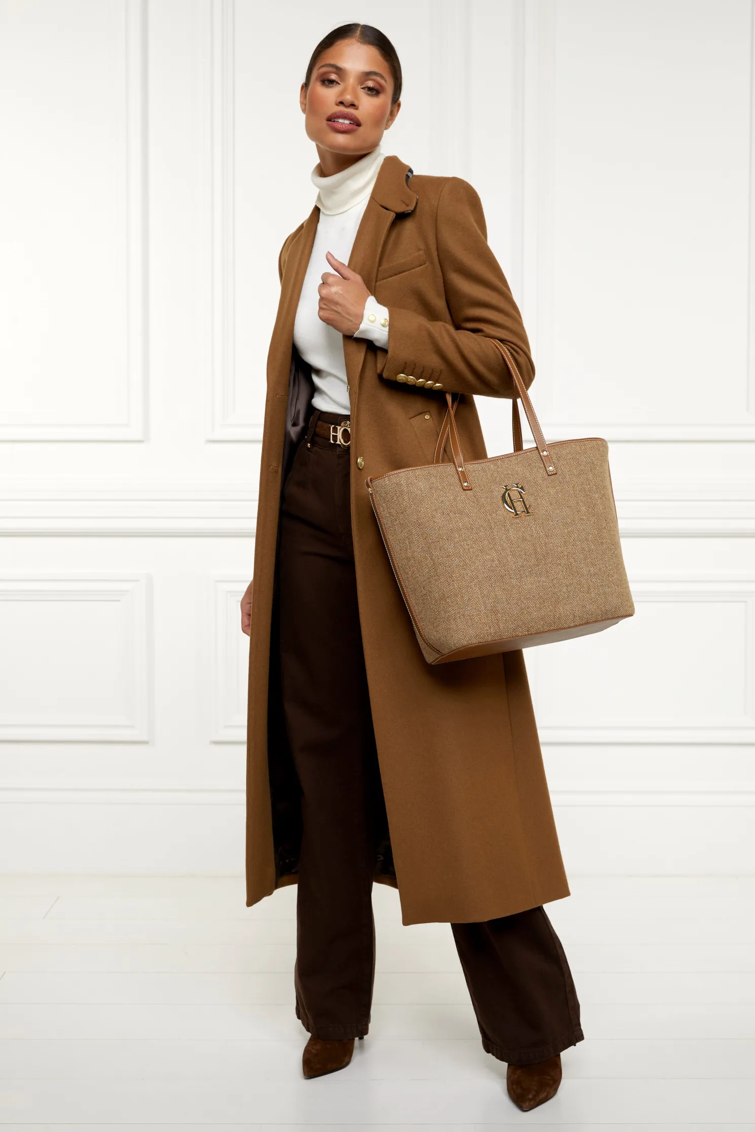 Kensington Tote Bag (Tan Herringbone)