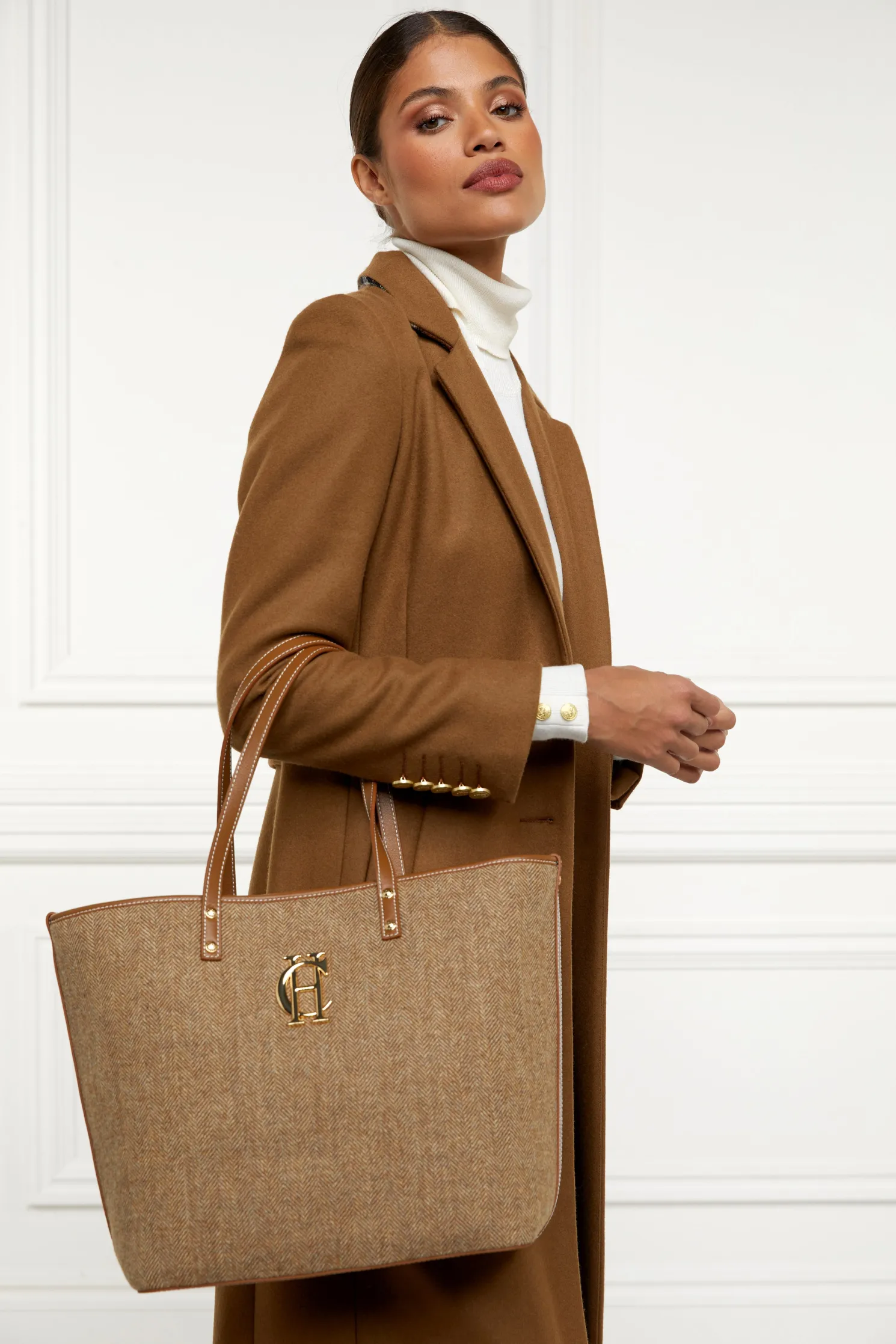 Kensington Tote Bag (Tan Herringbone)