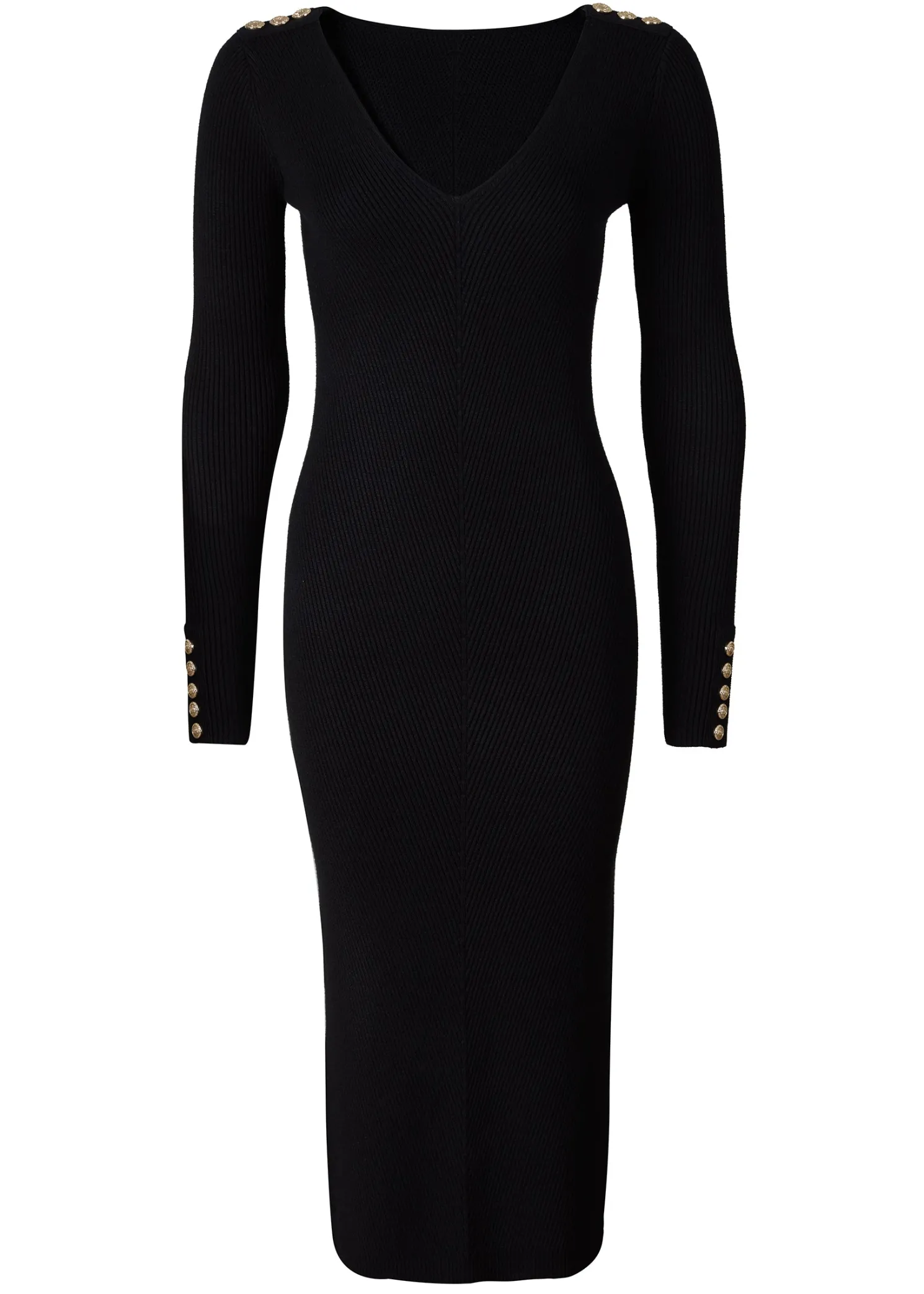 Kensington V-Neck Midi Dress (Black)