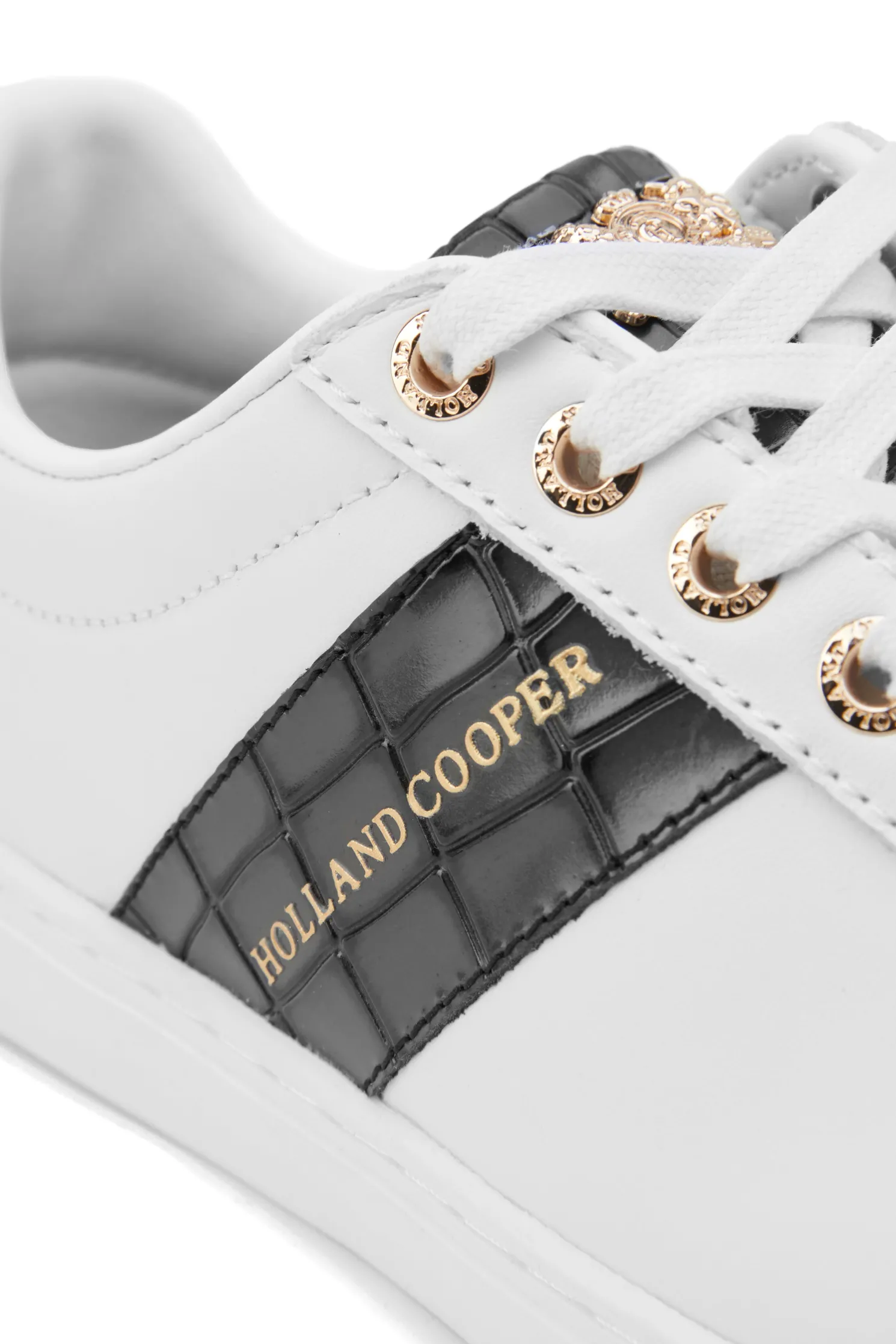 Knightsbridge Court Trainer (Black Croc)