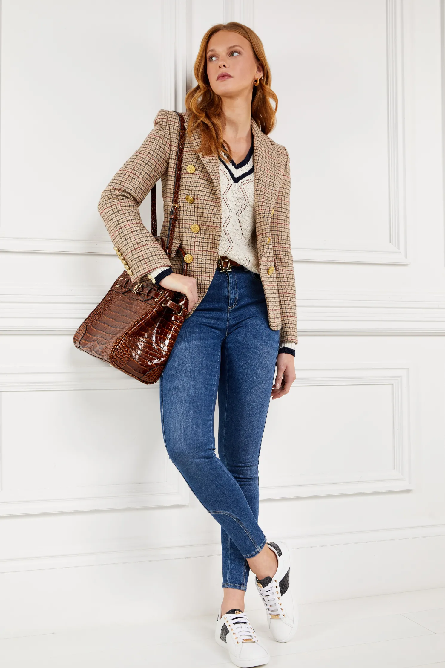 Knightsbridge Court Trainer (Black Croc)