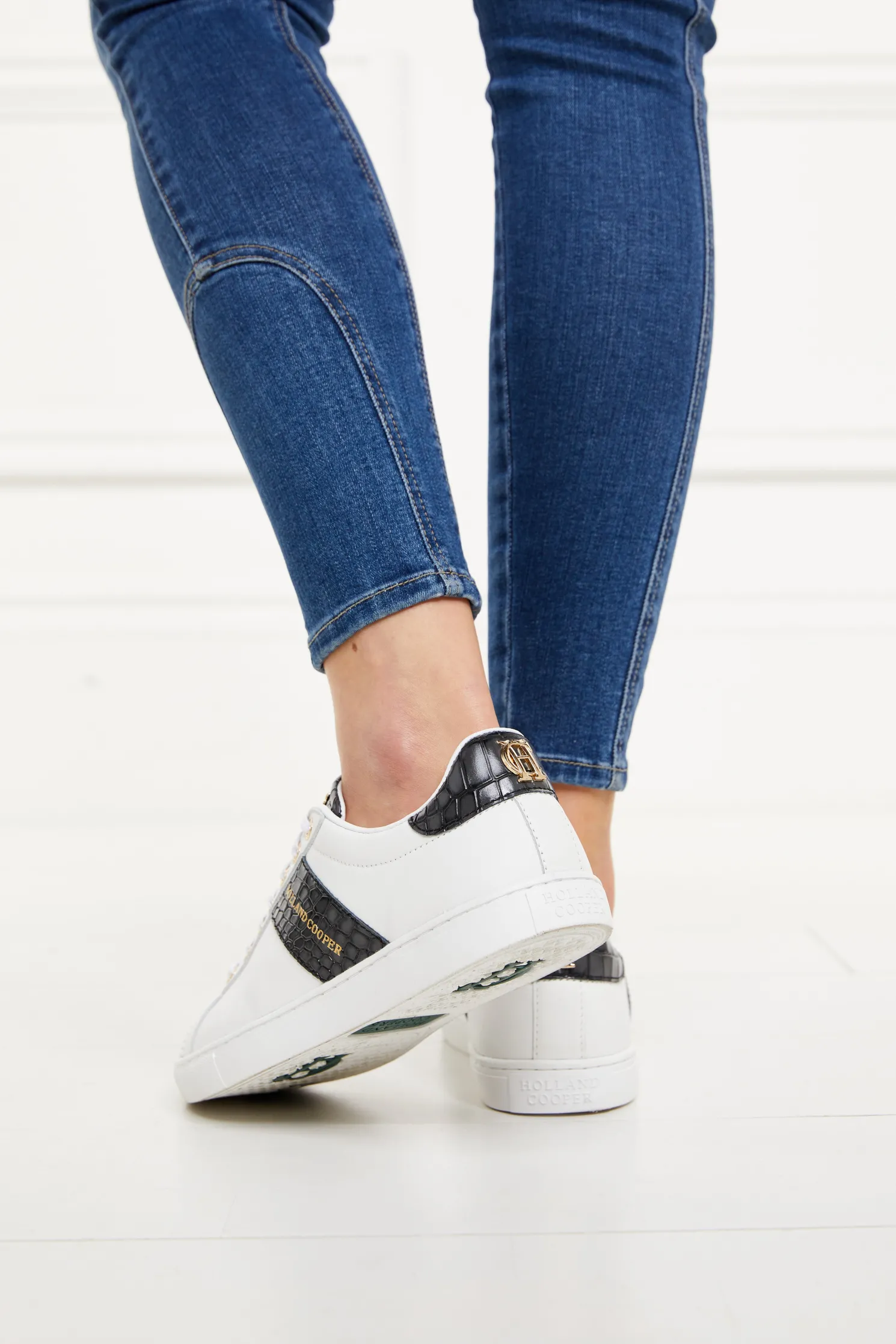 Knightsbridge Court Trainer (Black Croc)