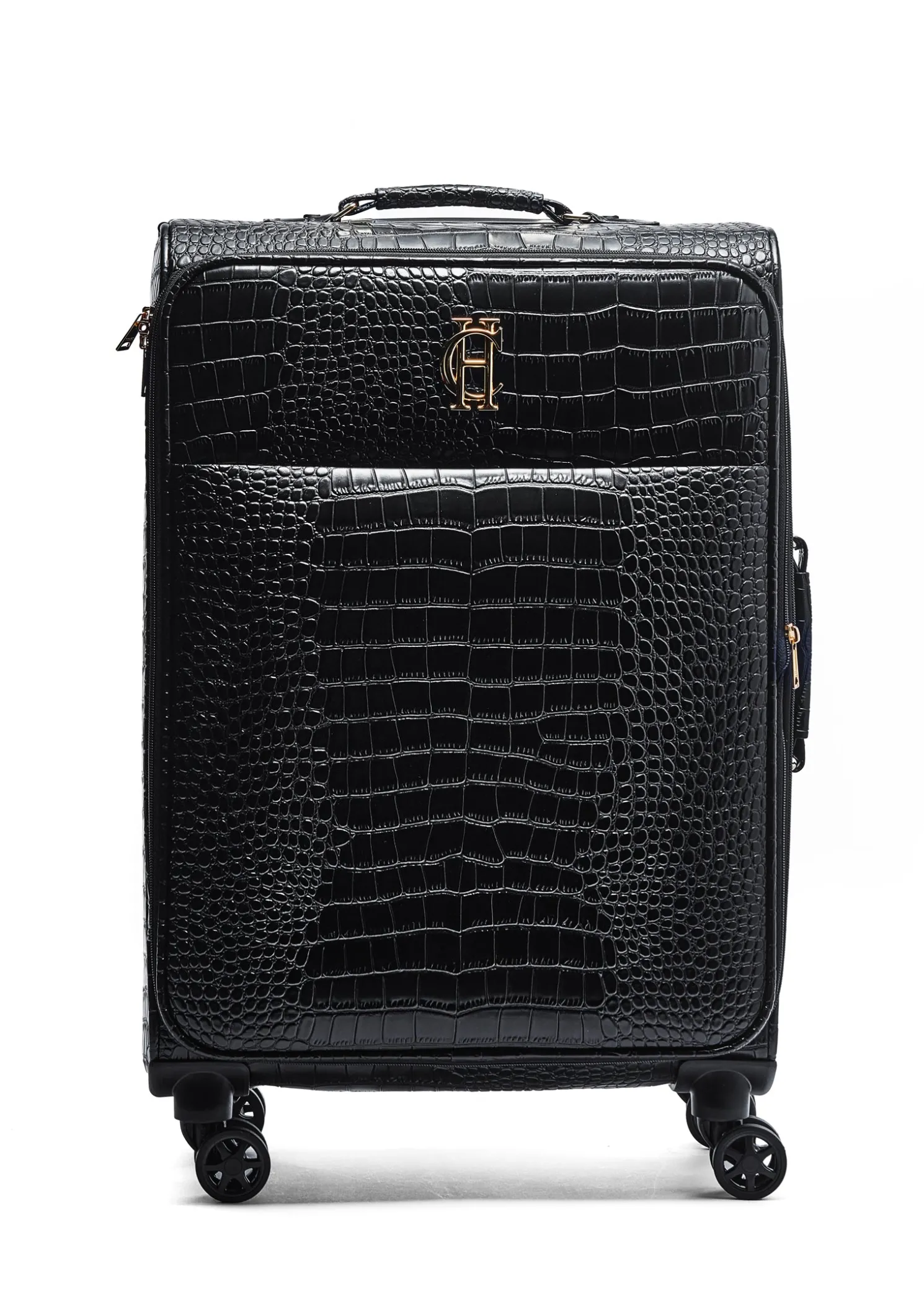Knightsbridge Large Suitcase (Black Croc)