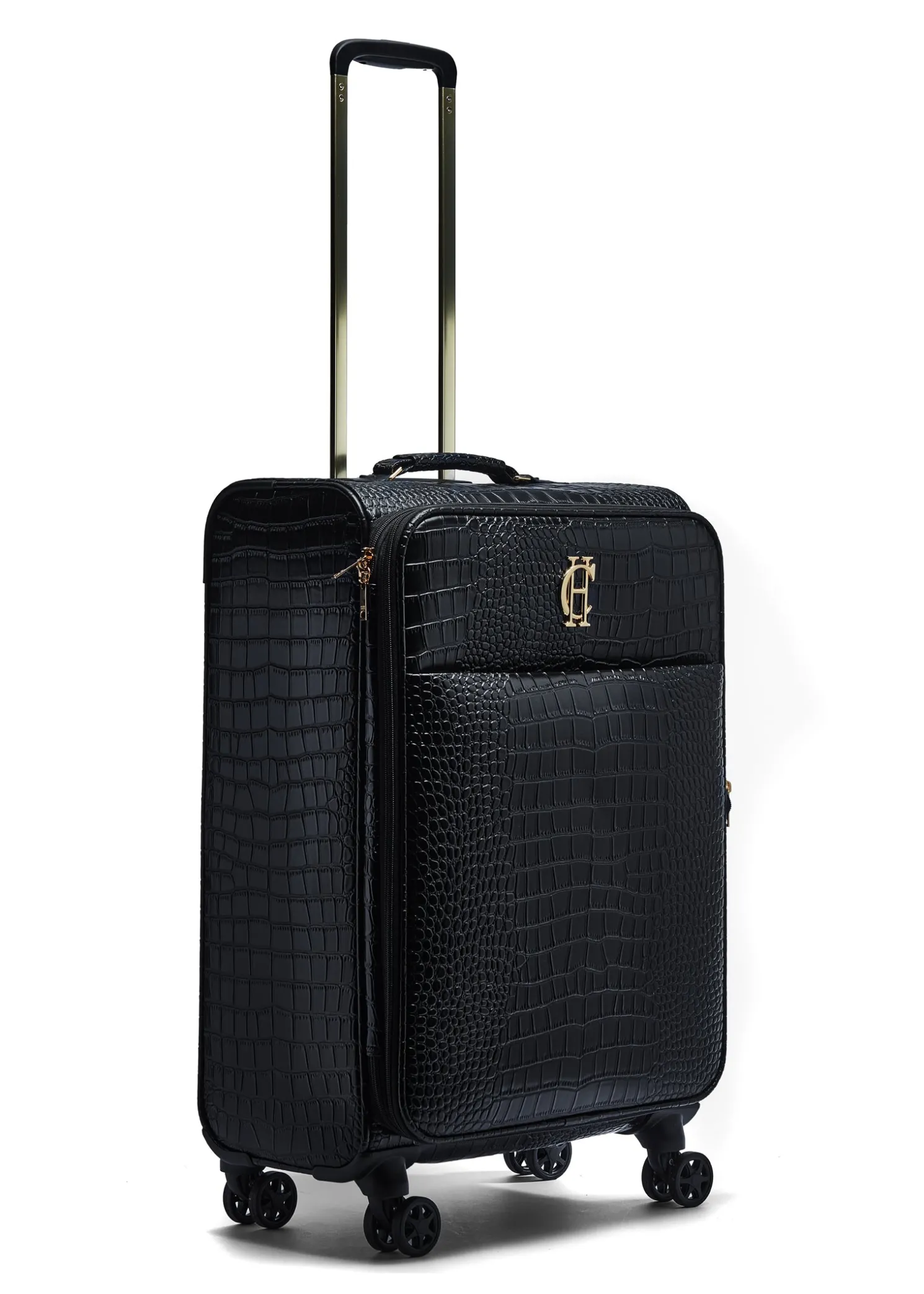 Knightsbridge Large Suitcase (Black Croc)
