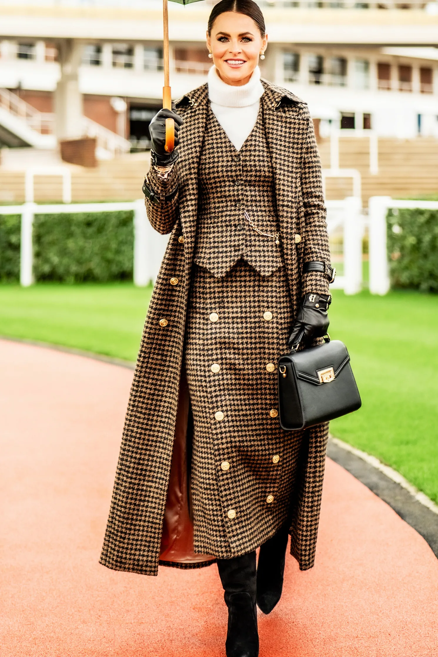 Knightsbridge Maxi Skirt (Chocolate Houndstooth)