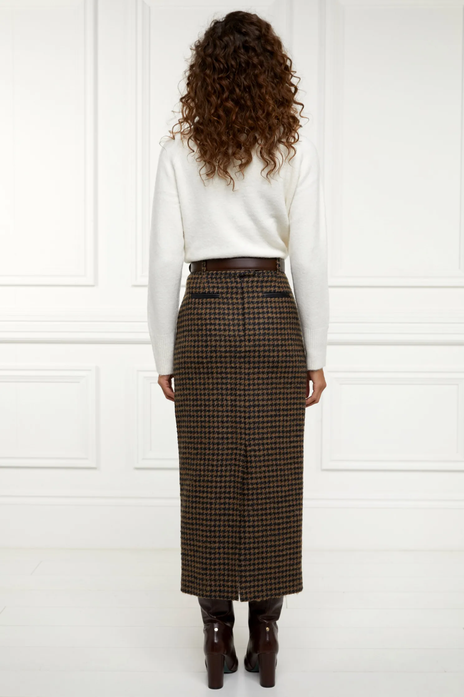 Knightsbridge Maxi Skirt (Chocolate Houndstooth)
