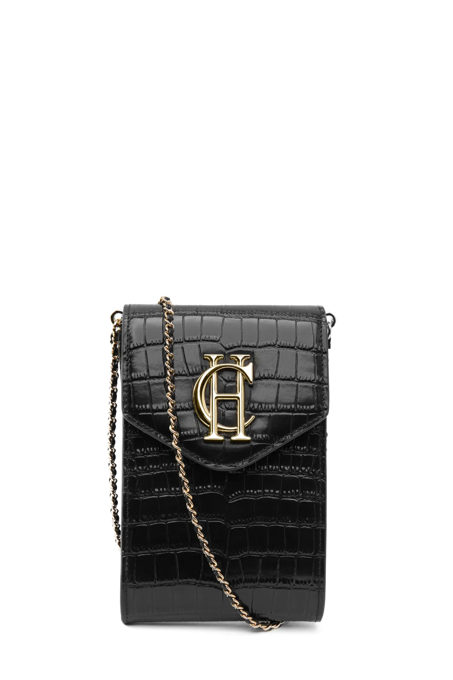 Knightsbridge Phone Pouch (Black Croc)
