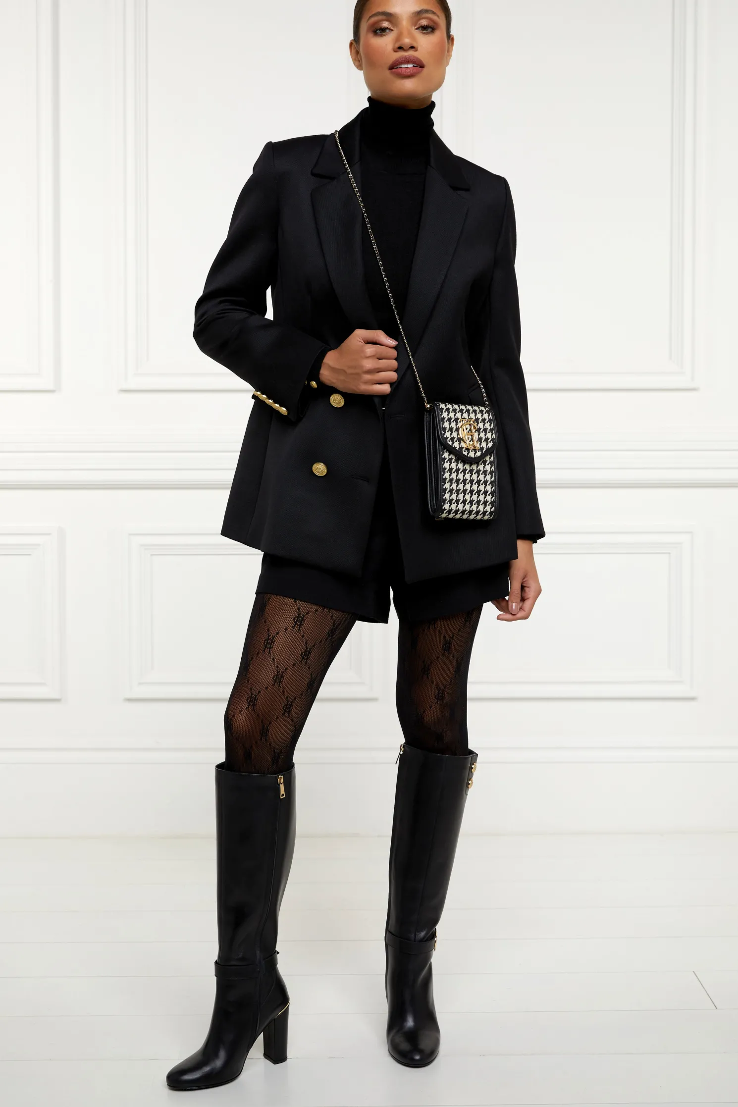 Knightsbridge Phone Pouch (Ecru Houndstooth)