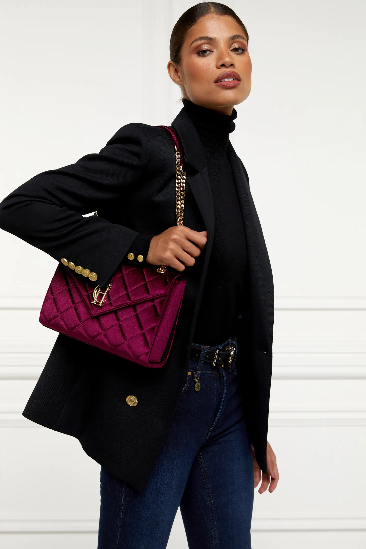 Knightsbridge Shoulder Bag (Merlot Velvet)