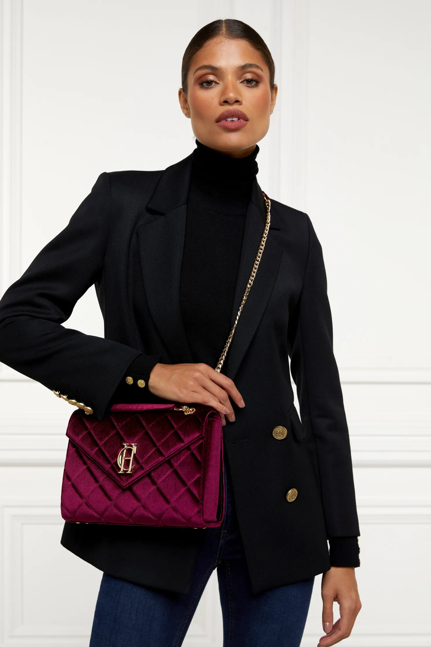 Knightsbridge Shoulder Bag (Merlot Velvet)