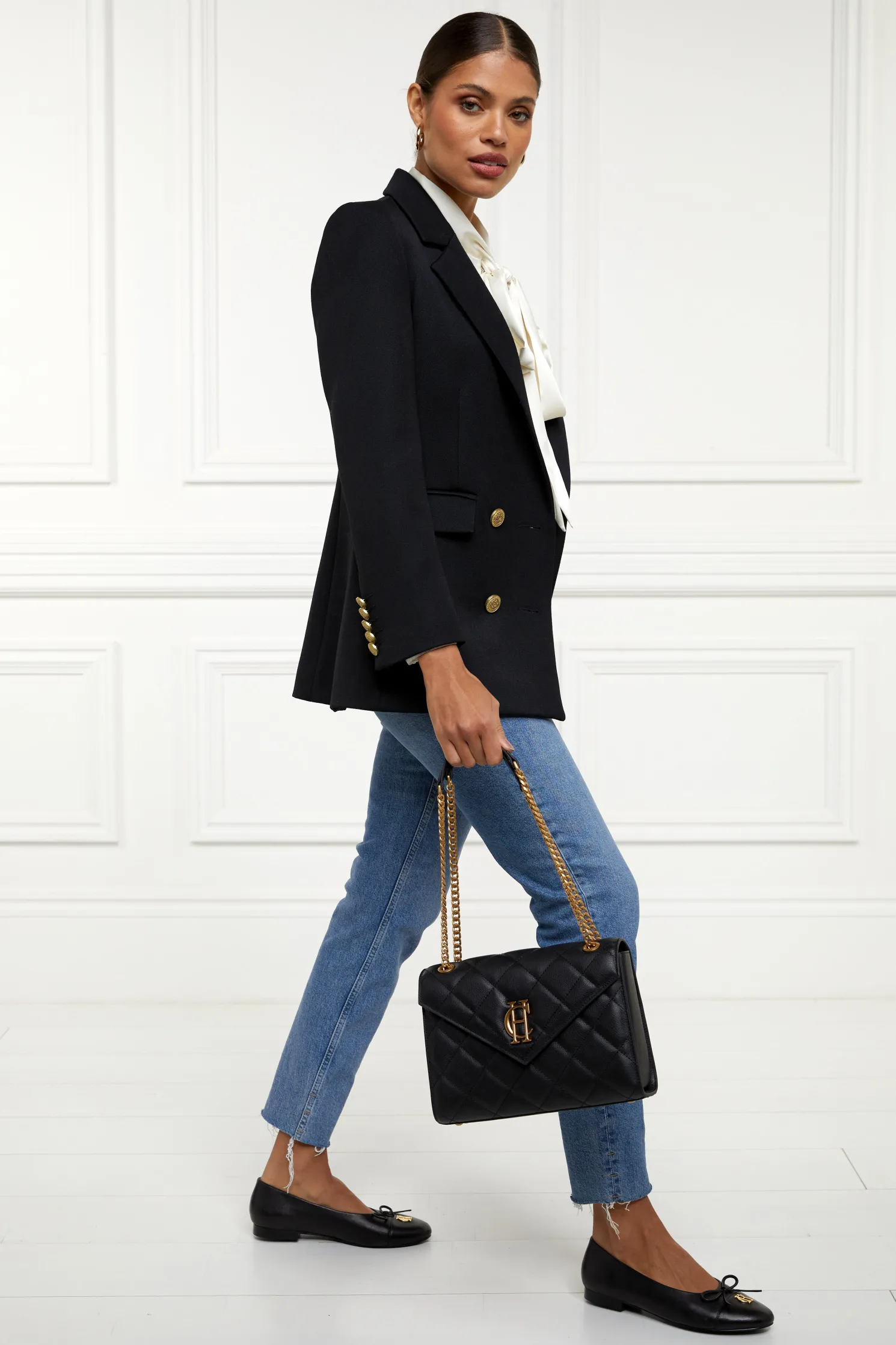 Knightsbridge Shoulder Bag (Black Leather)