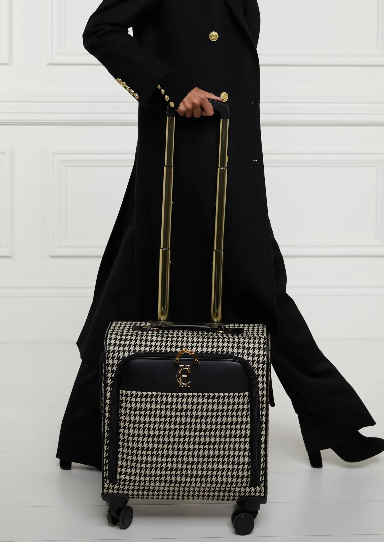 Knightsbridge Small Suitcase (Ecru Houndstooth)