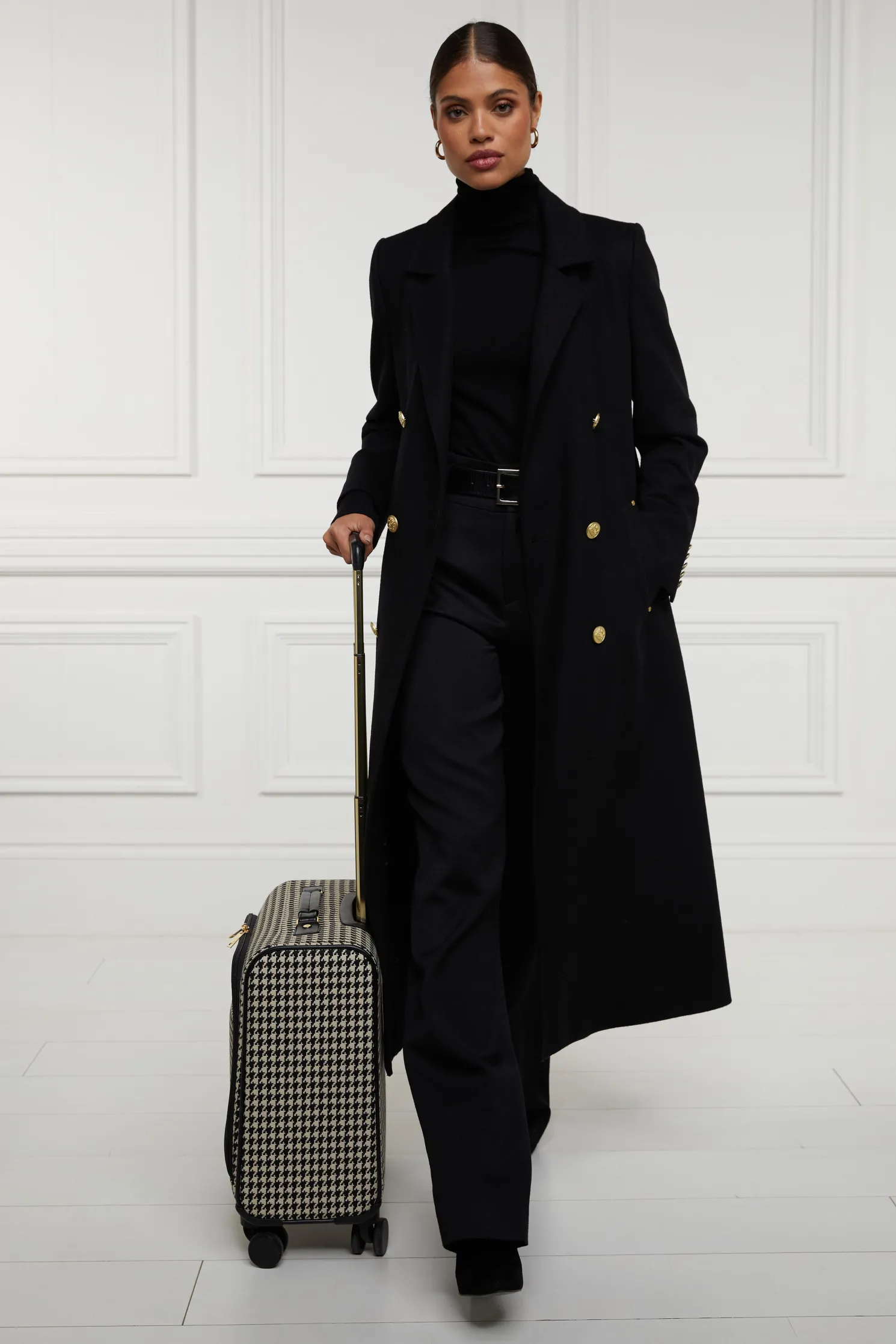 Knightsbridge Small Suitcase (Ecru Houndstooth)