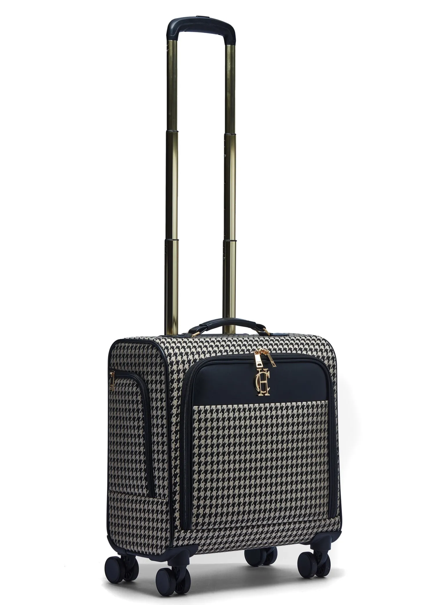Knightsbridge Small Suitcase (Ecru Houndstooth)