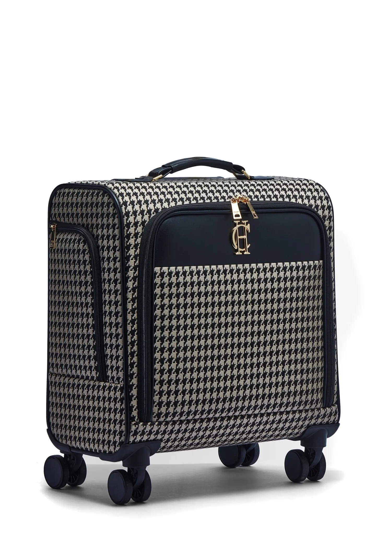Knightsbridge Small Suitcase (Ecru Houndstooth)