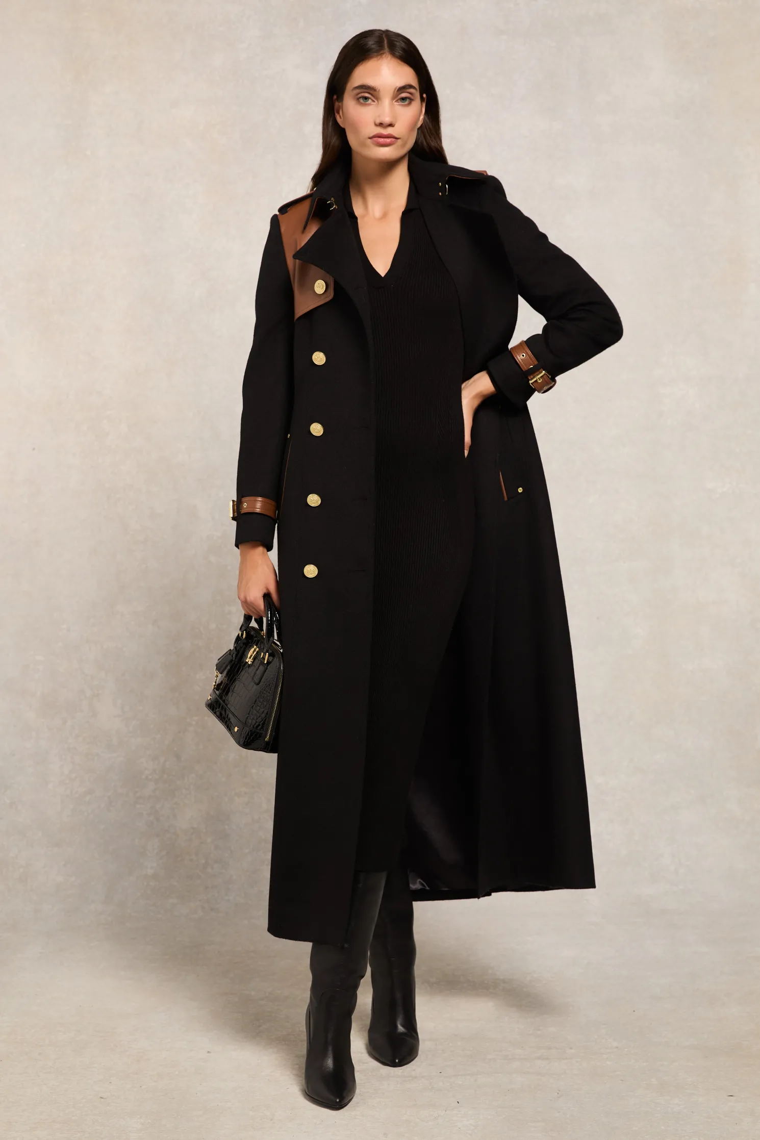 Knitted Shirt Dress (Black)