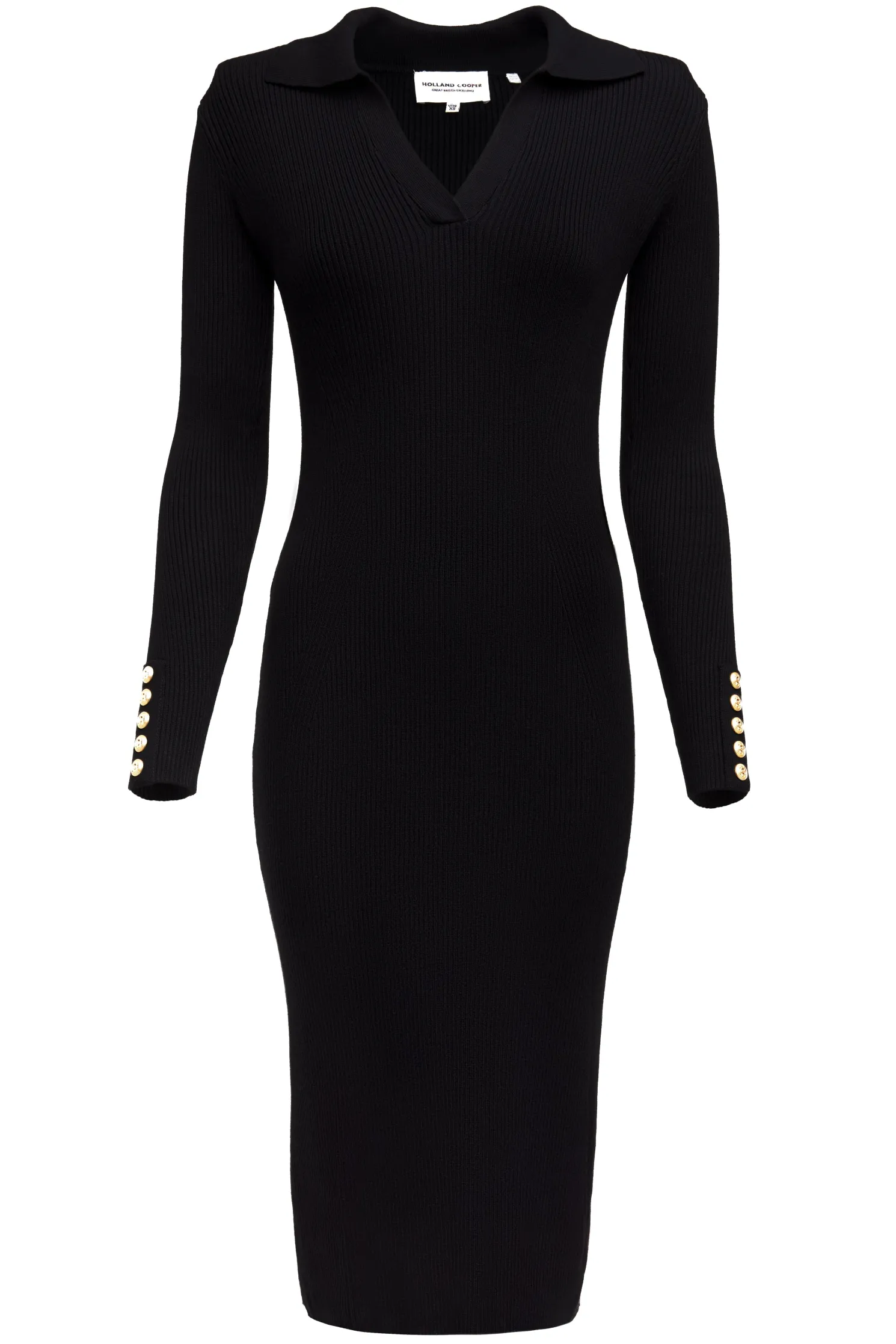 Knitted Shirt Dress (Black)