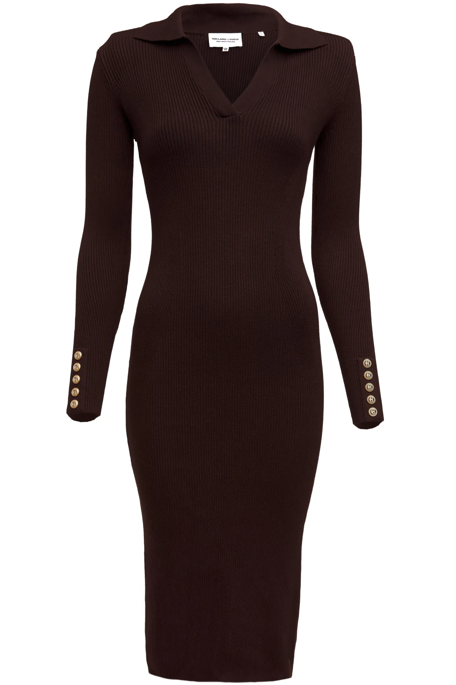 Knitted Shirt Dress (Chocolate)