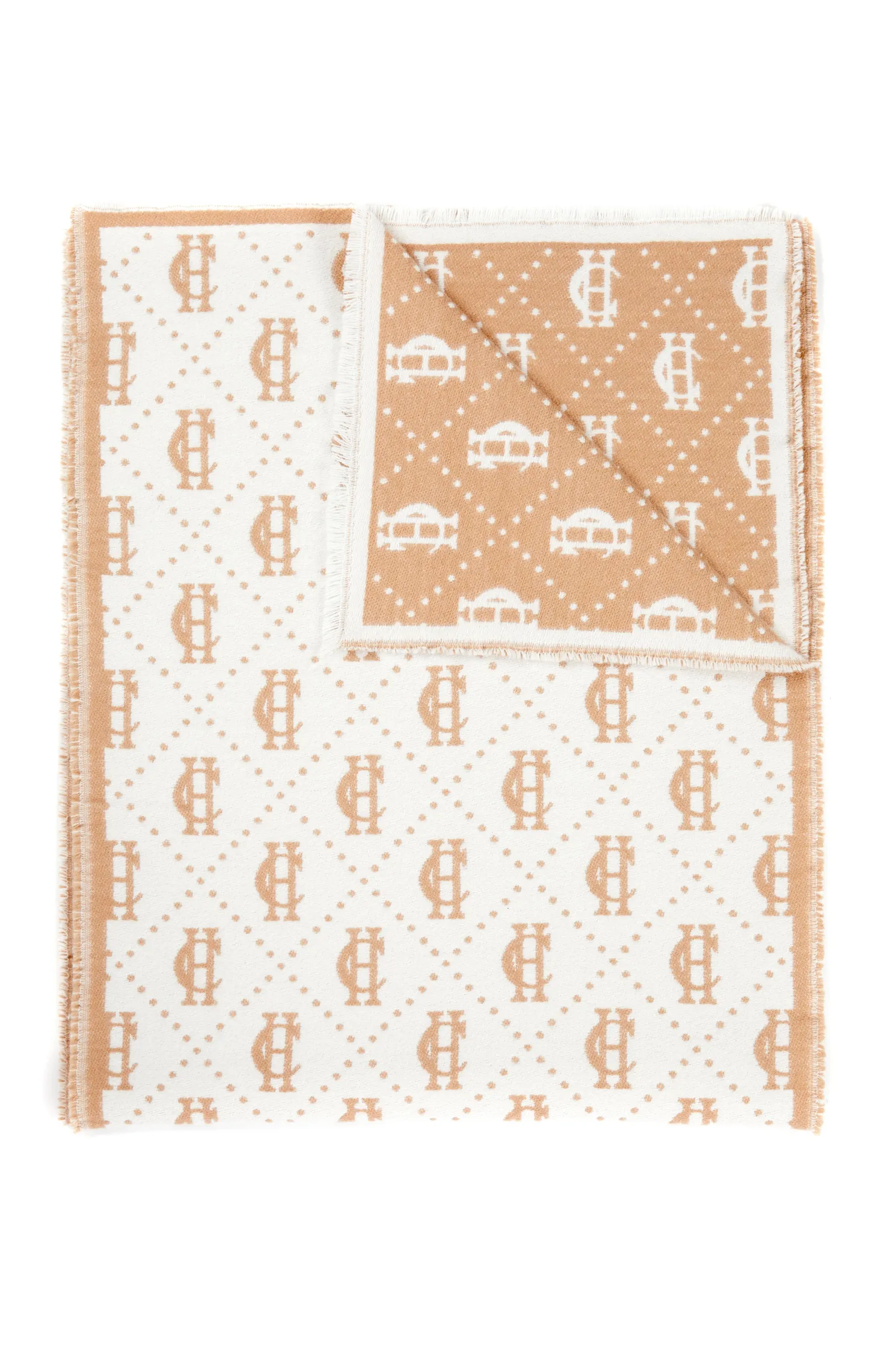 Lightweight Monogram Scarf (Camel Cream)