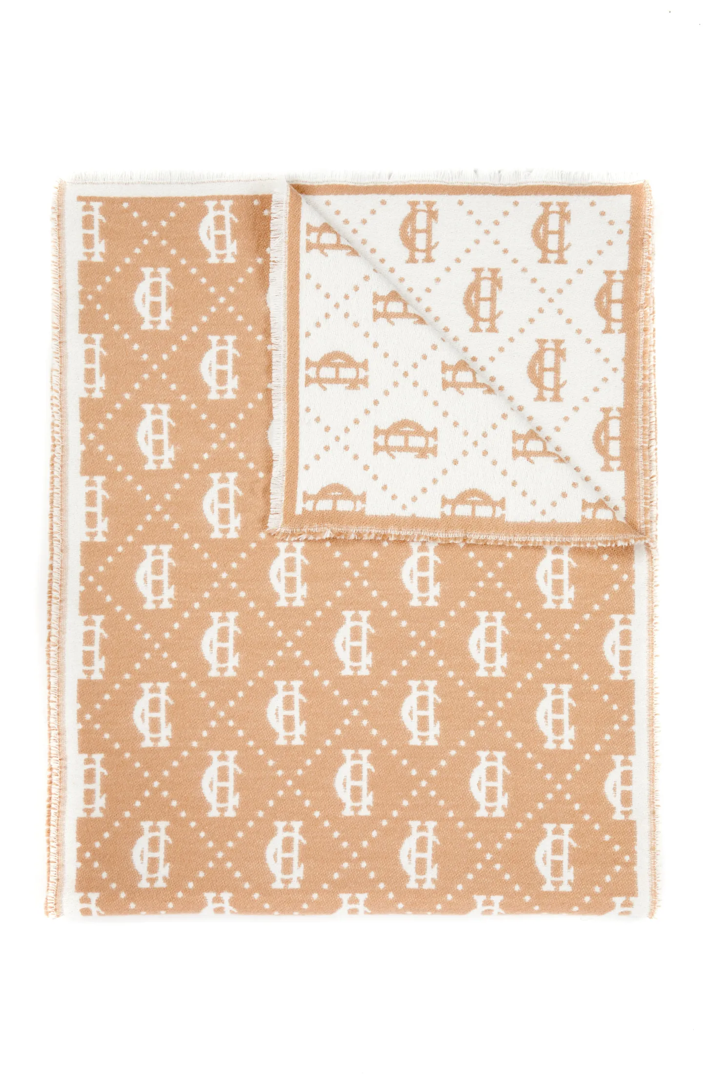 Lightweight Monogram Scarf (Camel Cream)