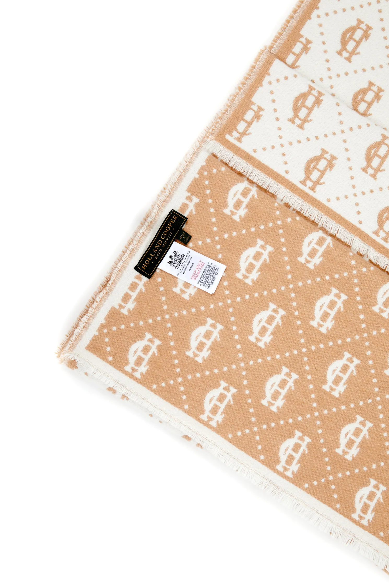 Lightweight Monogram Scarf (Camel Cream)