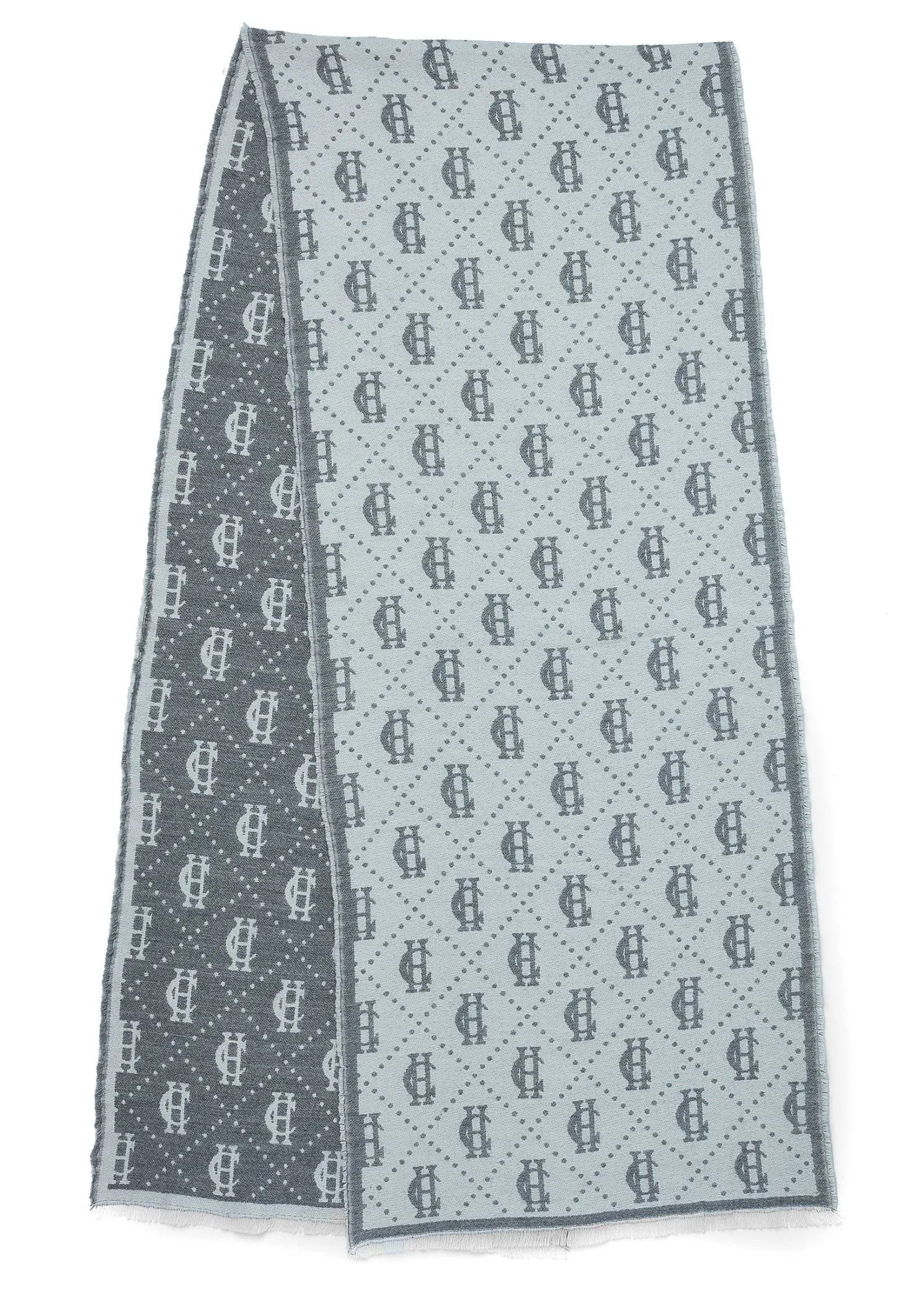Lightweight Monogram Scarf (Grey Marl Cream)