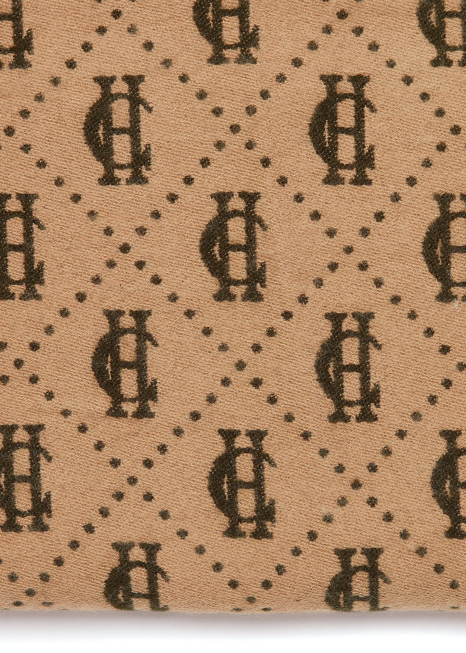 Lightweight Monogram Scarf (Light Camel Forest Green)