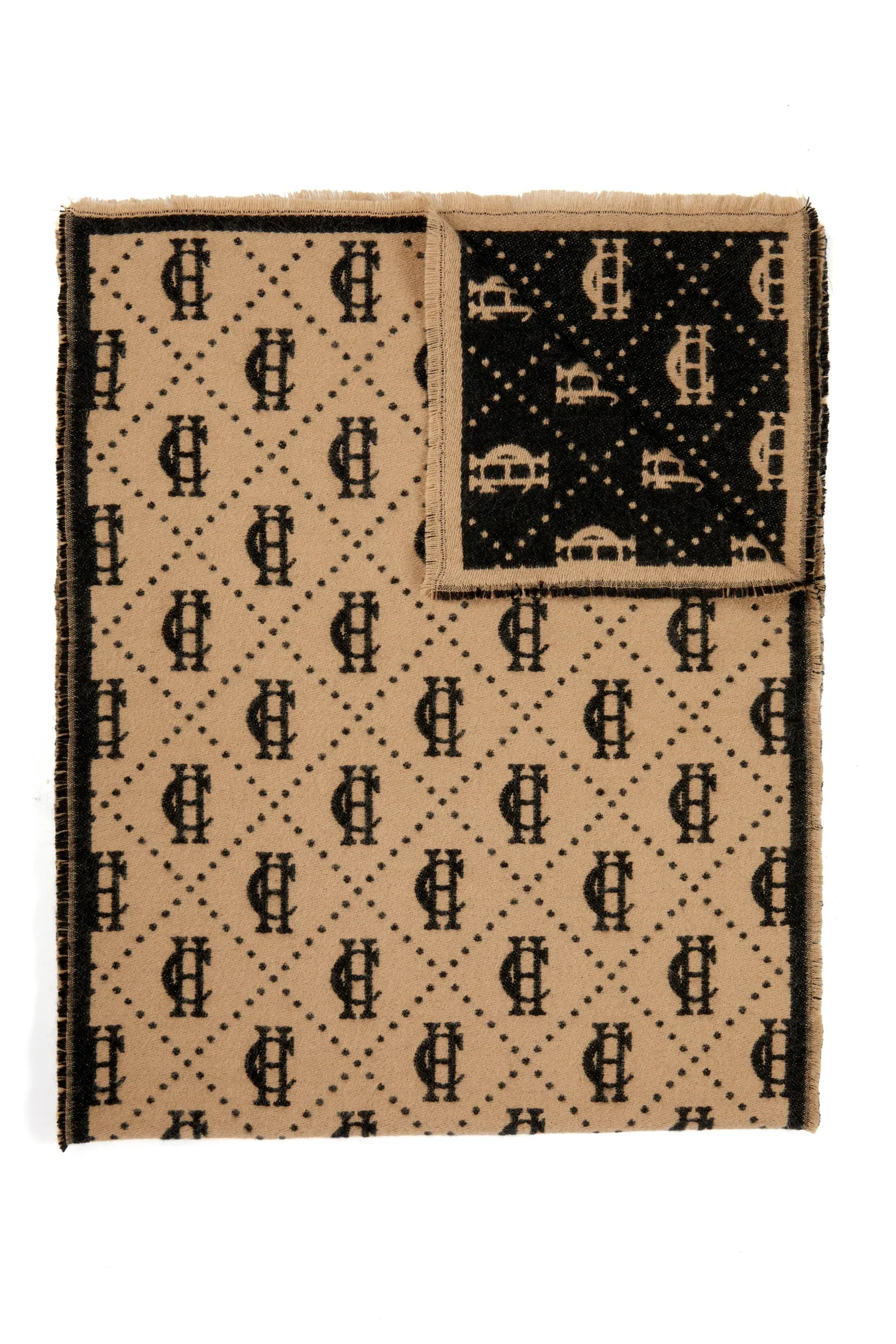 Lightweight Monogram Scarf (Tan Black)