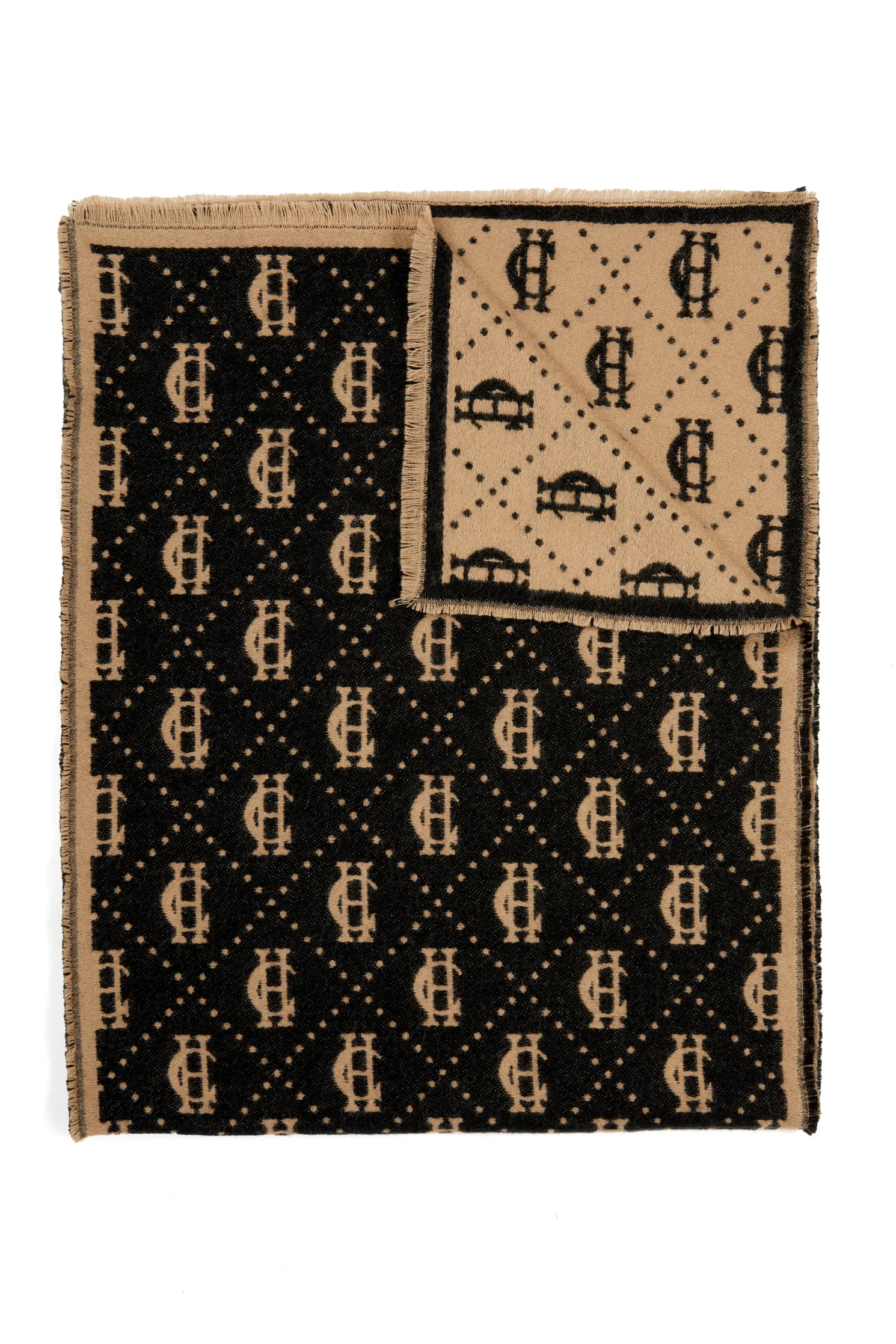 Lightweight Monogram Scarf (Tan Black)