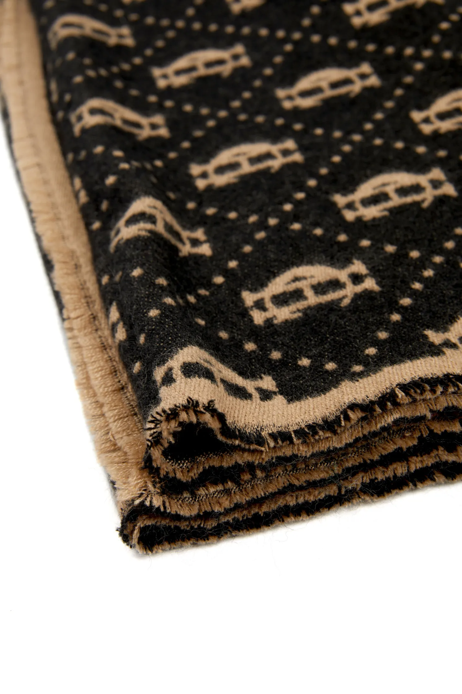 Lightweight Monogram Scarf (Tan Black)