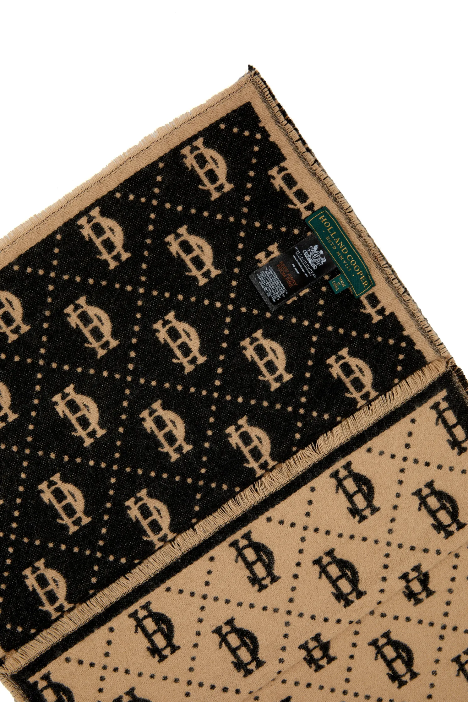 Lightweight Monogram Scarf (Tan Black)