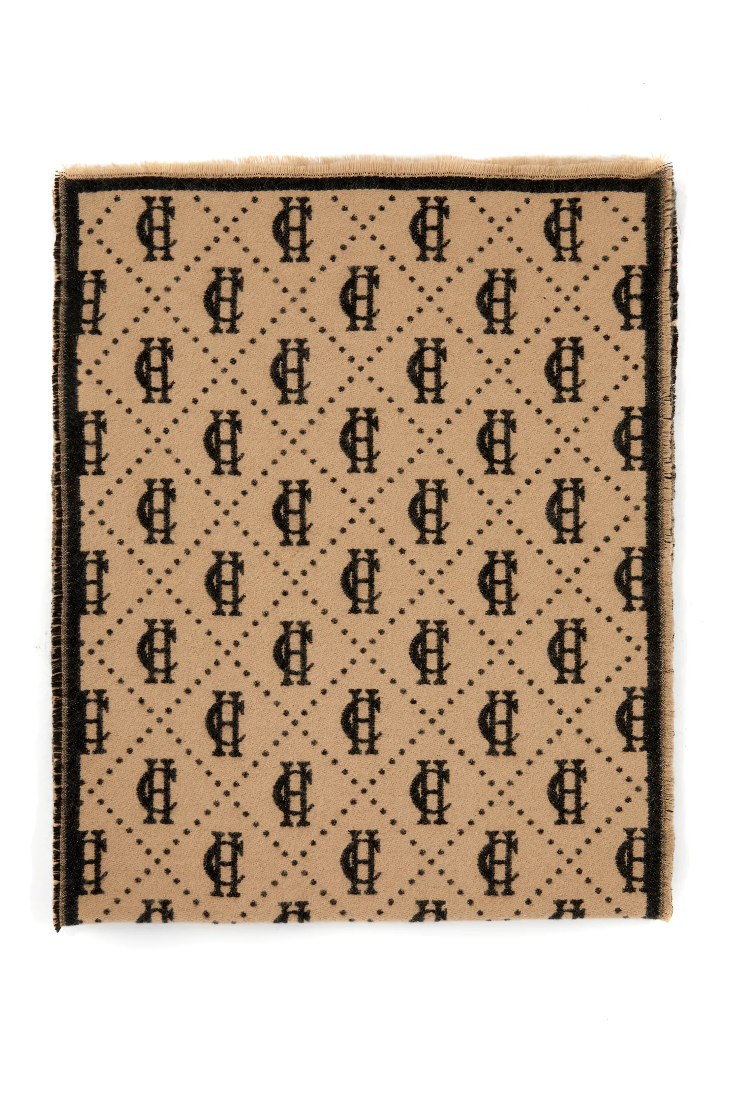 Lightweight Monogram Scarf (Tan Black)