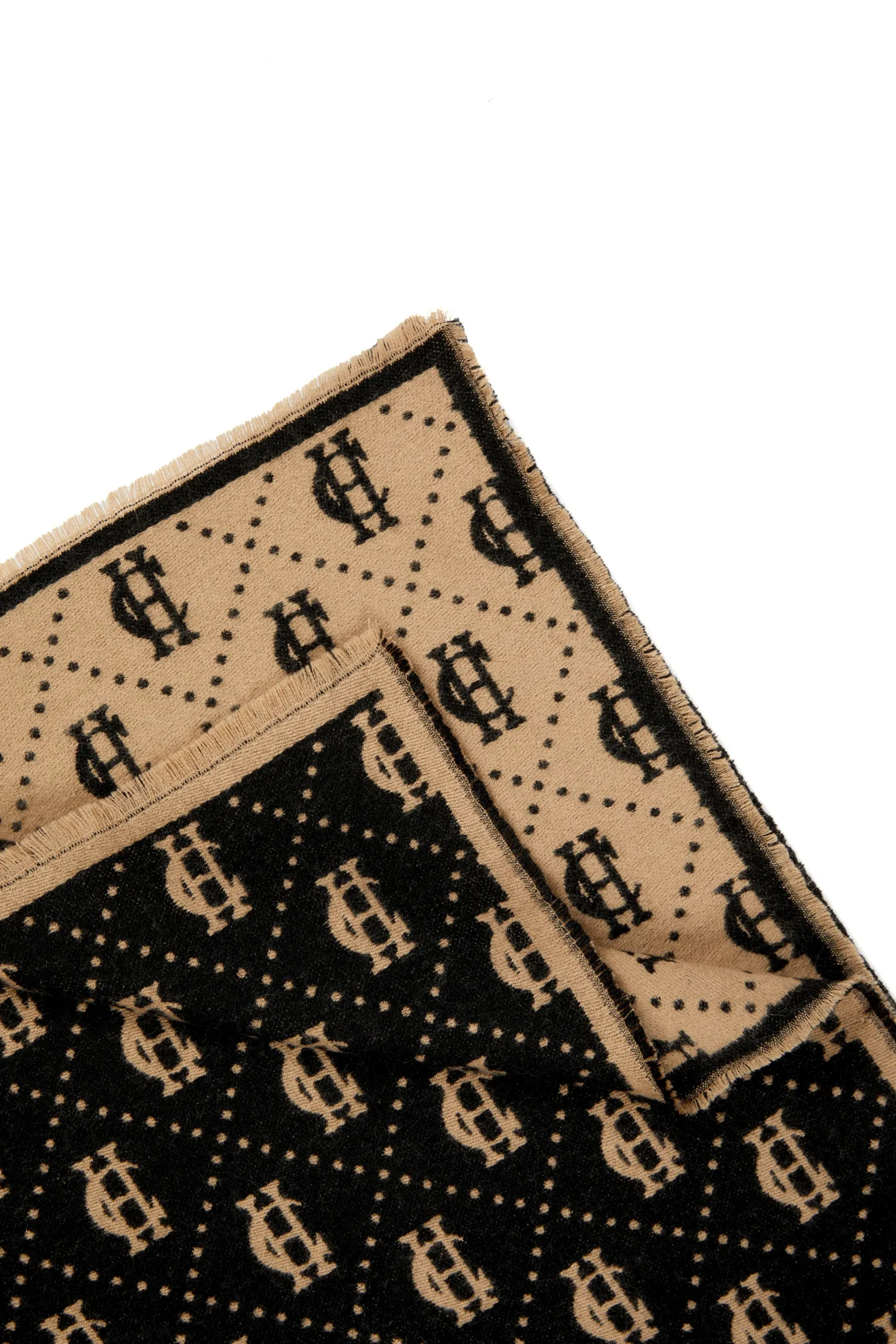 Lightweight Monogram Scarf (Tan Black)