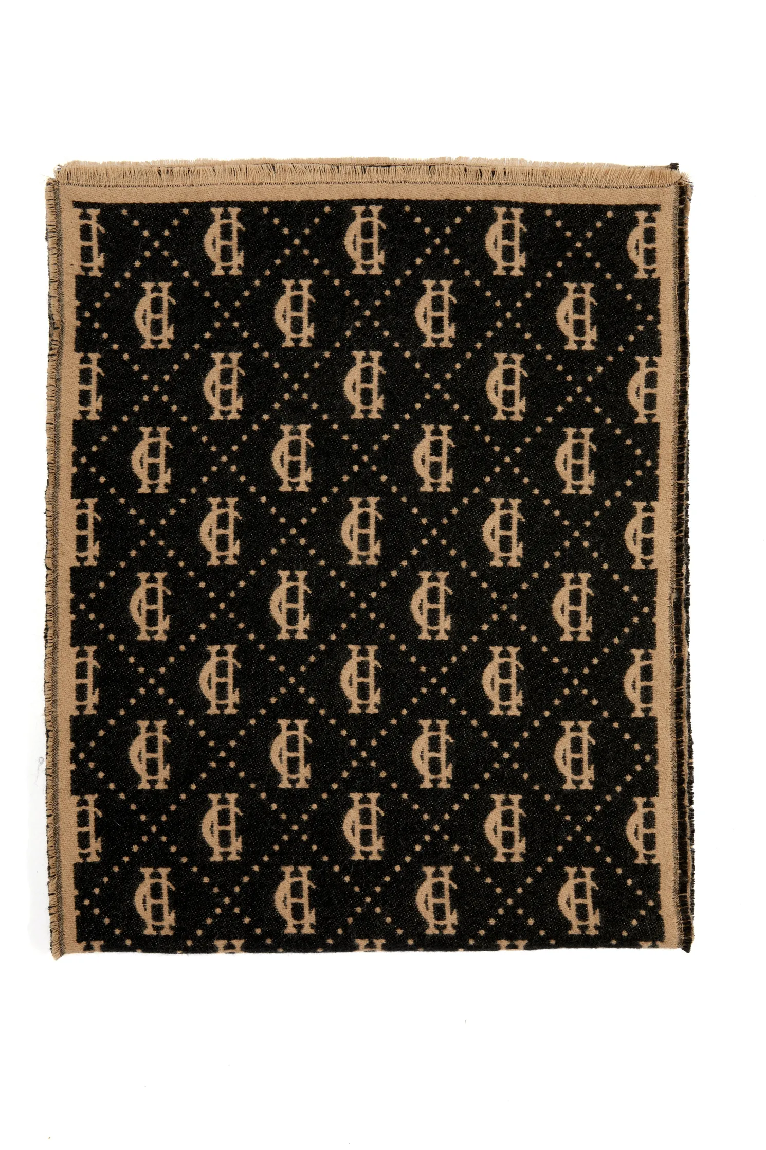 Lightweight Monogram Scarf (Tan Black)
