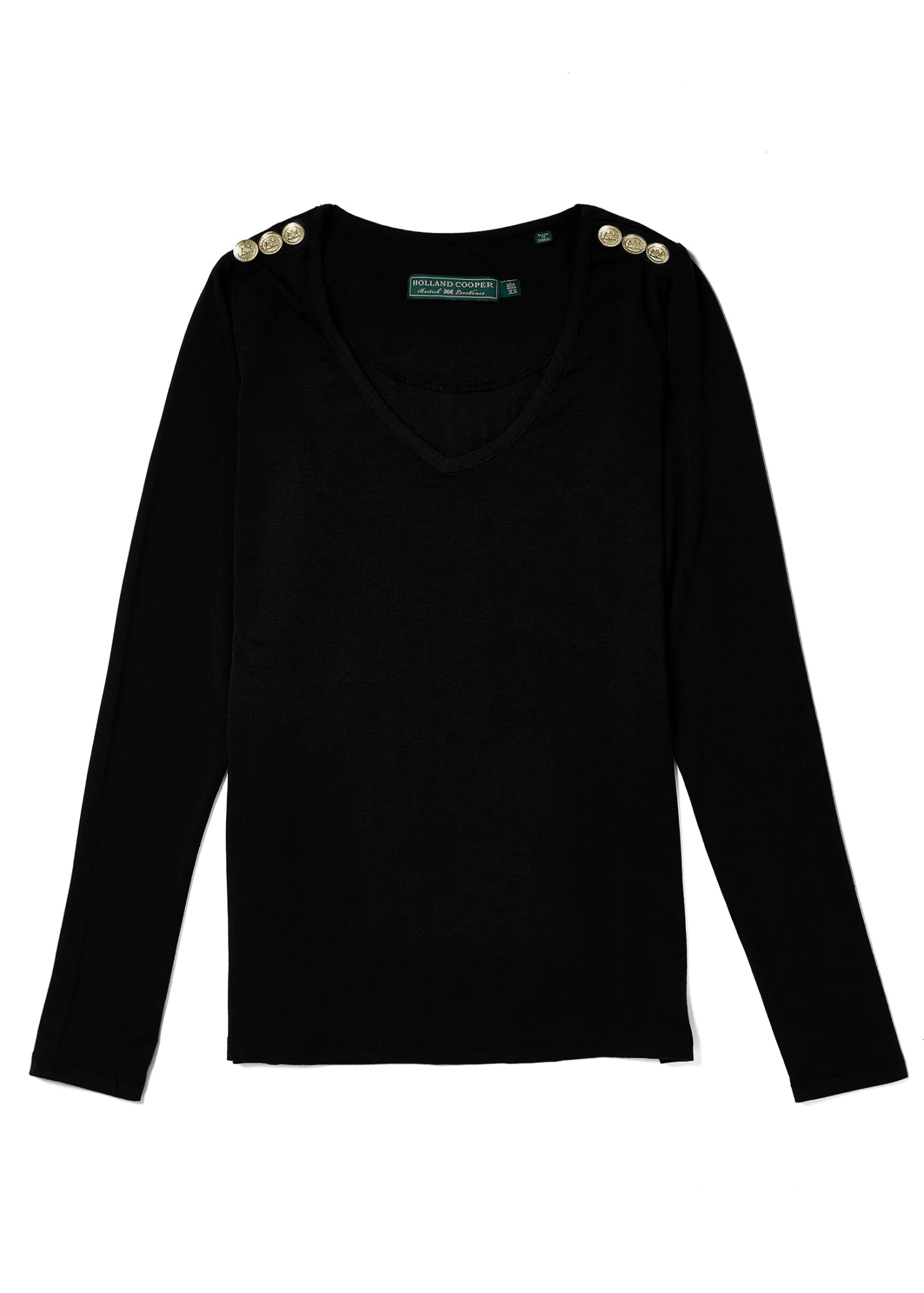 Long Sleeve V-Neck Tee (Black)