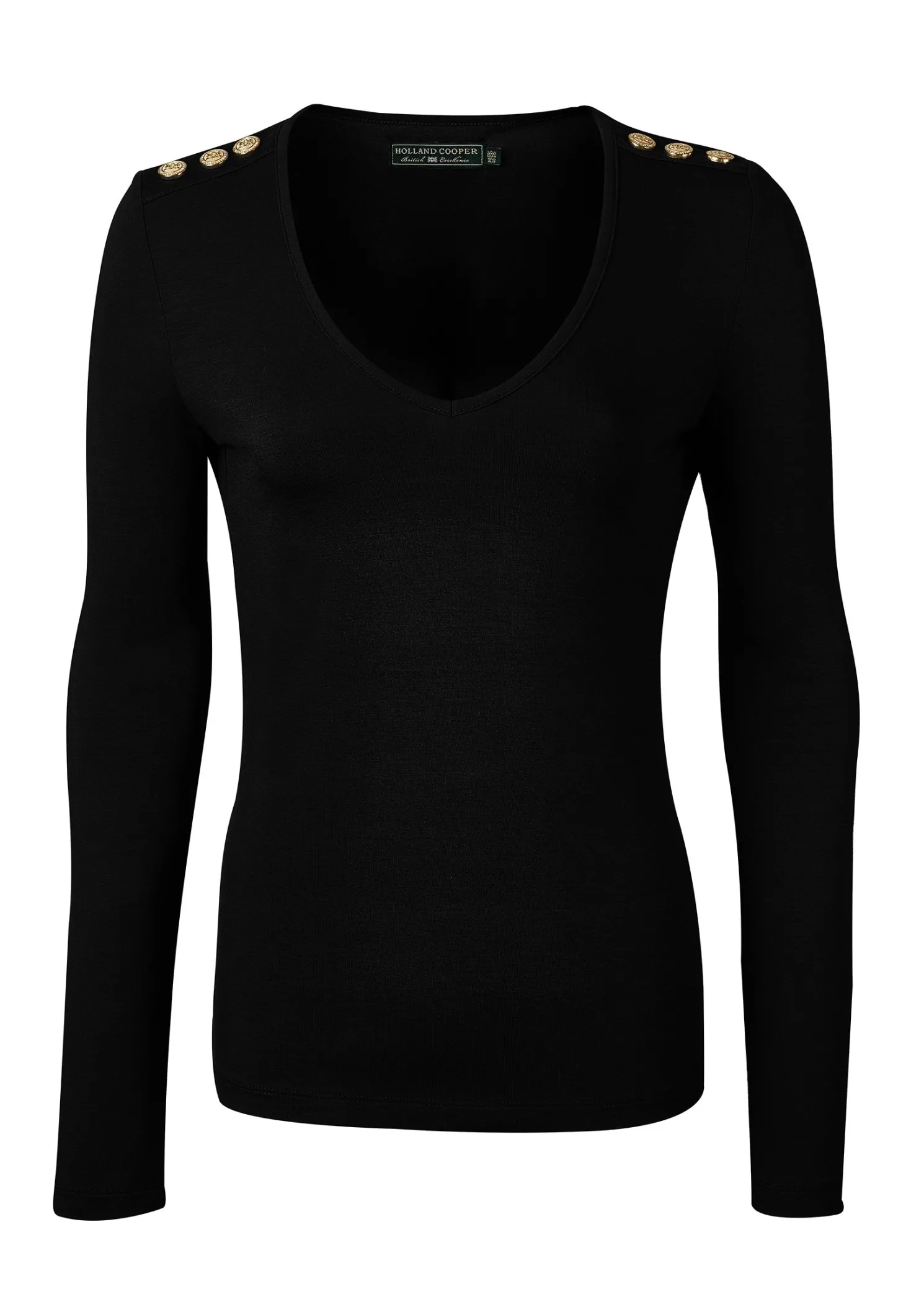 Long Sleeve V-Neck Tee (Black)