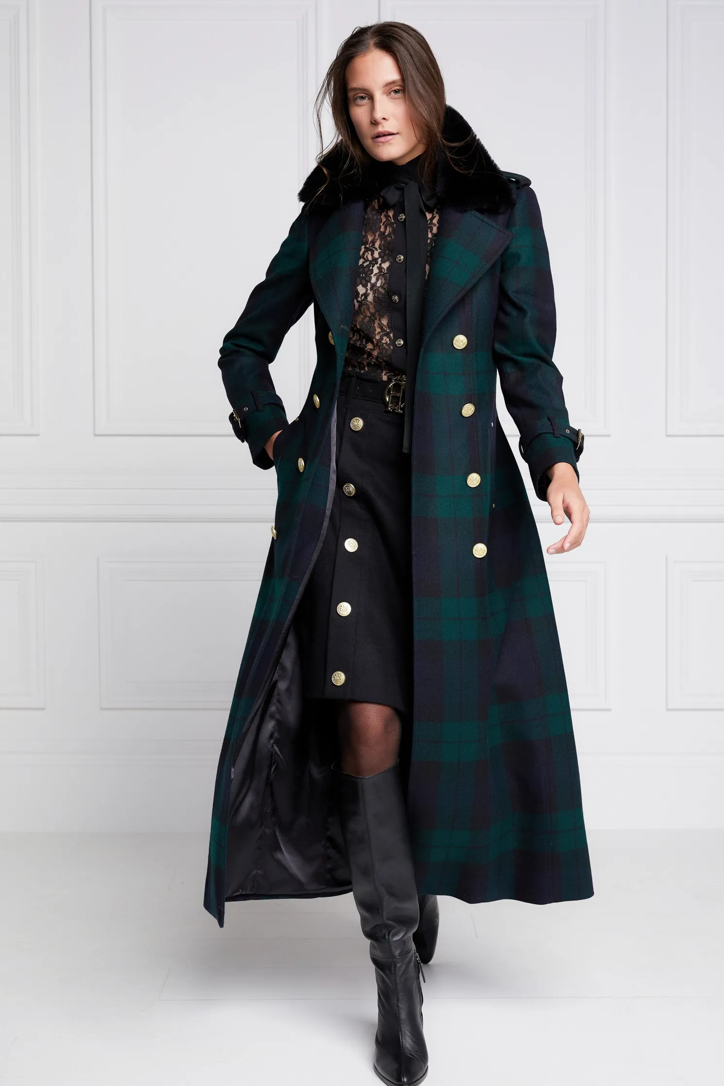 Marlborough Shearling Trench Coat (Blackwatch)