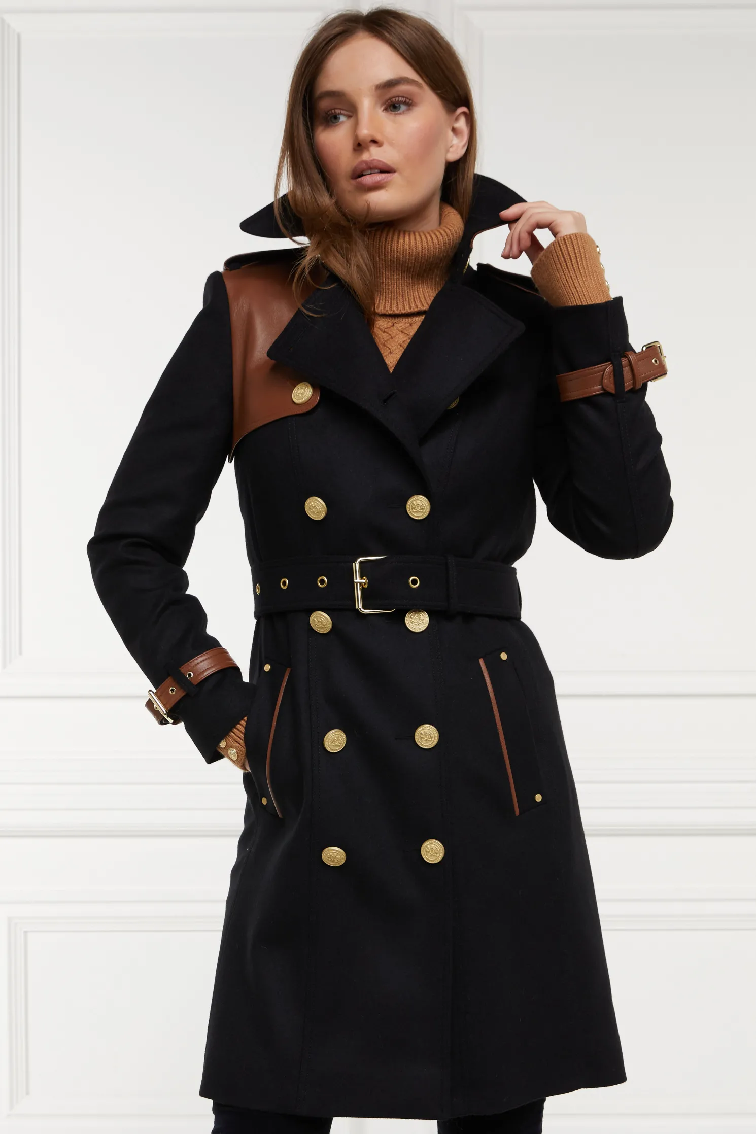 Marlborough Trench Coat (Soft Black Tan)