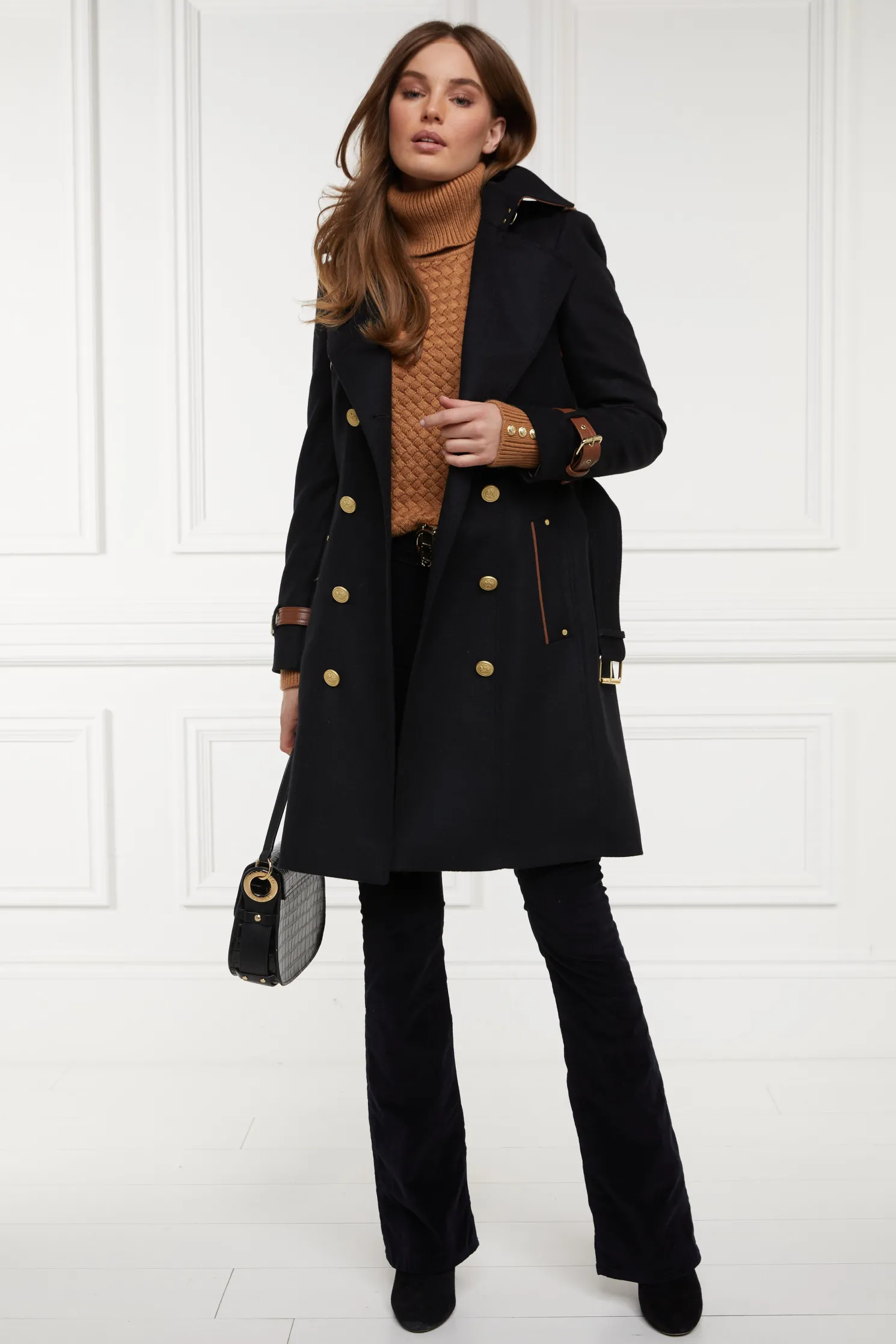 Marlborough Trench Coat (Soft Black Tan)